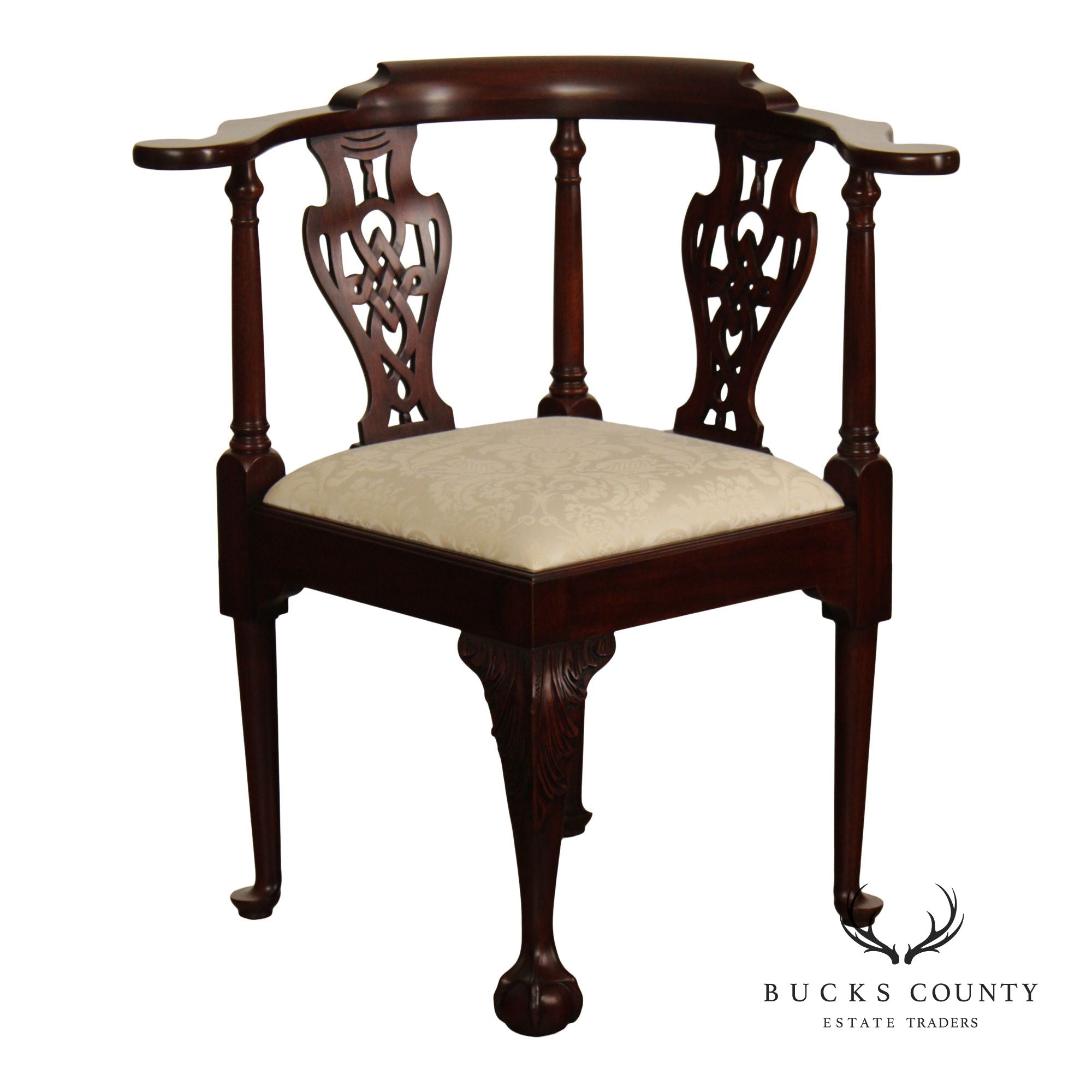 Henkel Harris Mahogany Chippendale Style Corner Chair