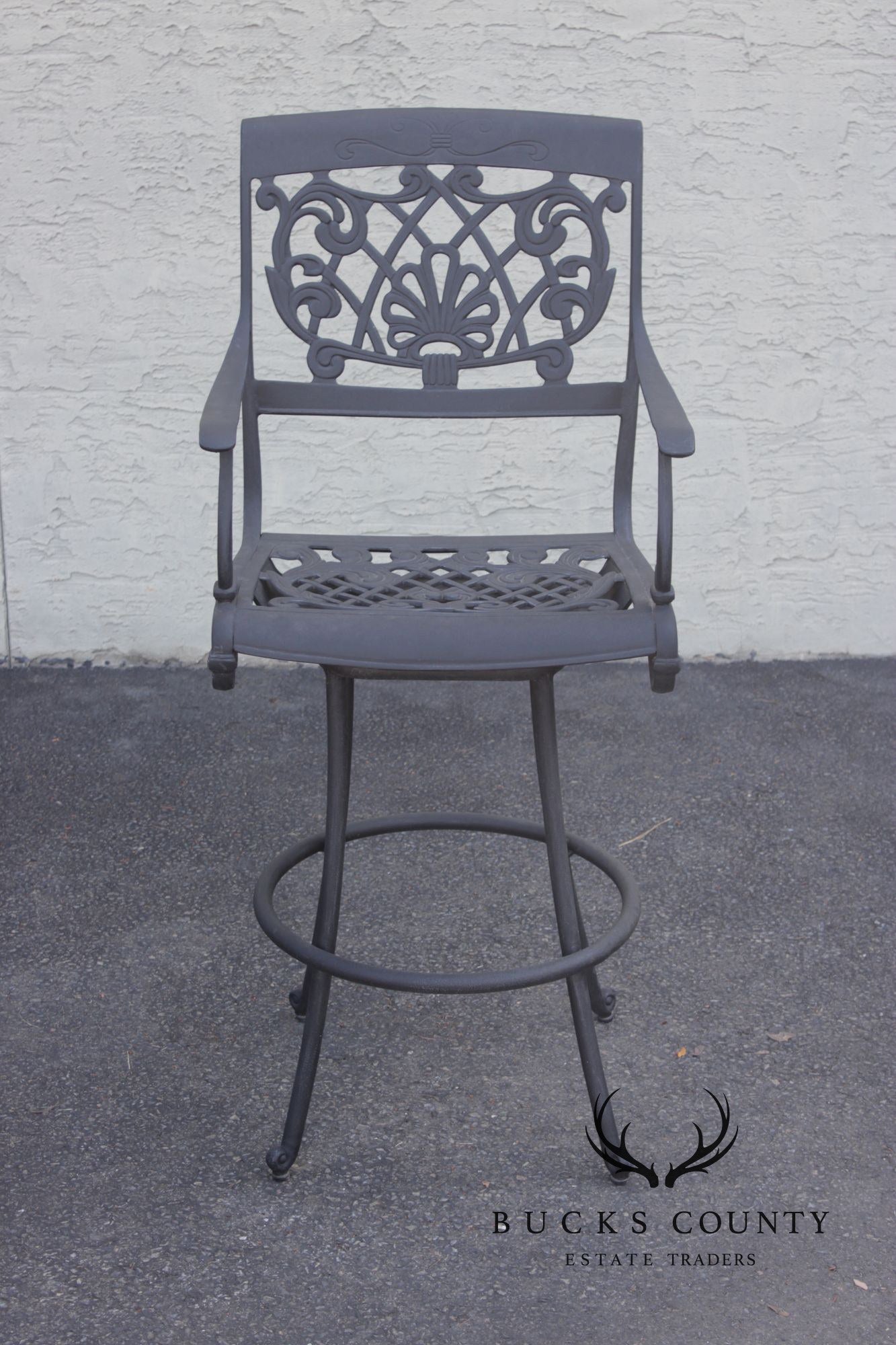 Outdoor Lifestyle Cast Aluminum Bar Height Patio Table And Four Swivel Armchairs