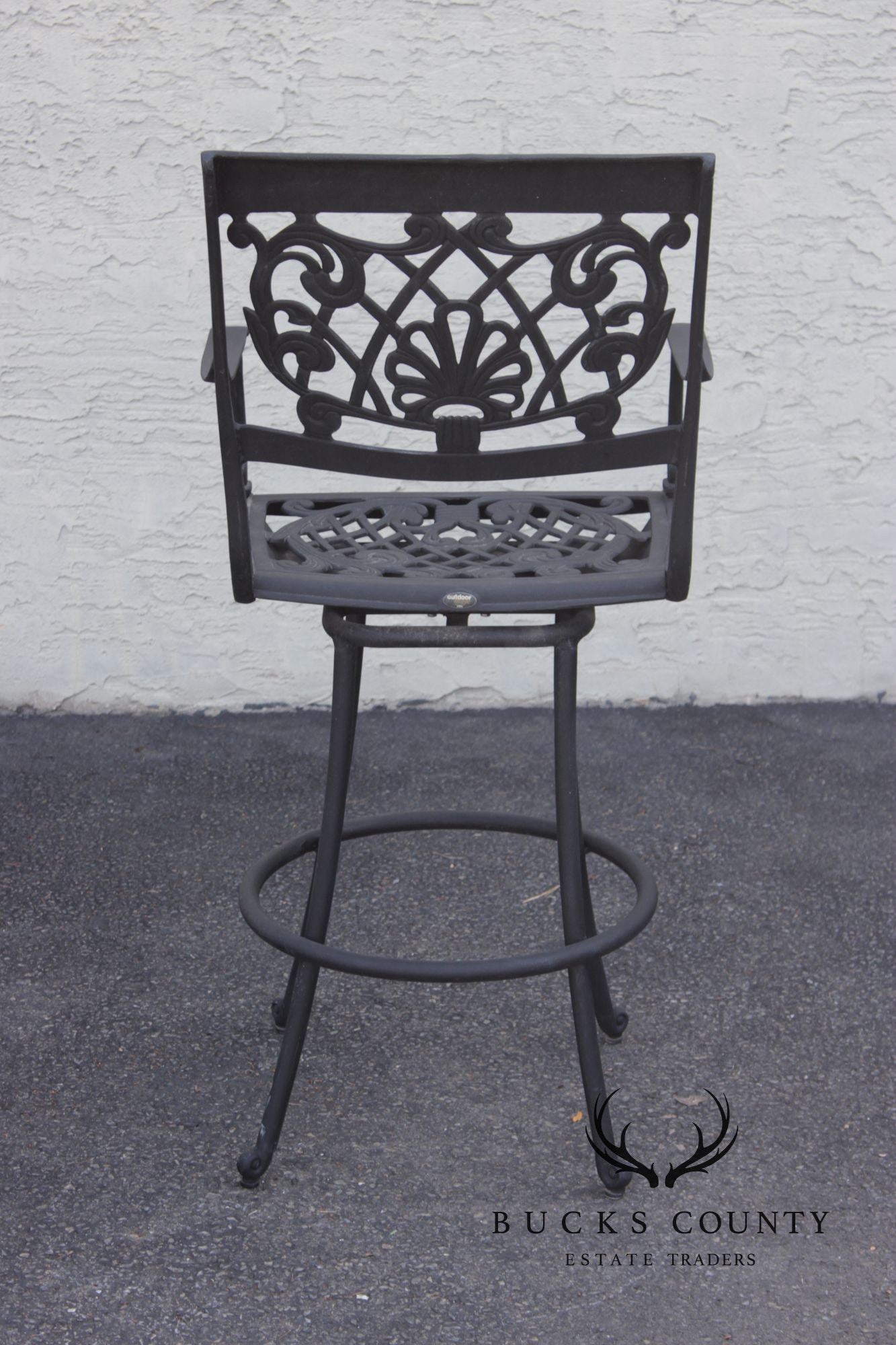 Outdoor Lifestyle Cast Aluminum Bar Height Patio Table And Four Swivel Armchairs