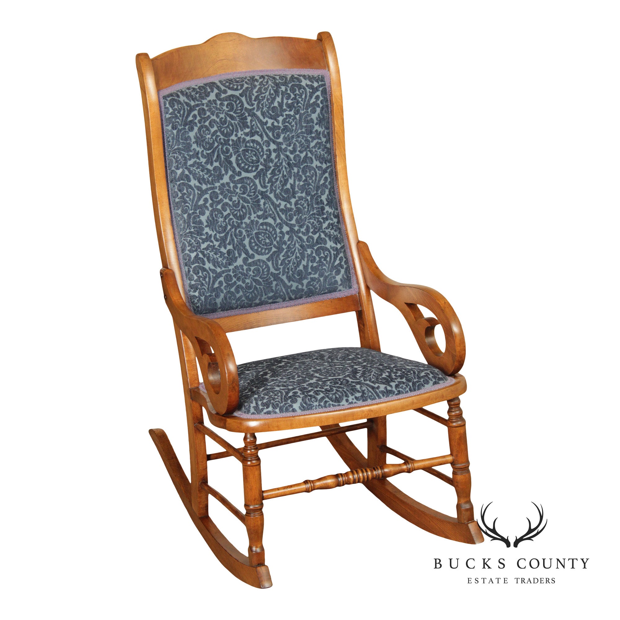 Antique Victorian Era Custom Upholstered Rocker