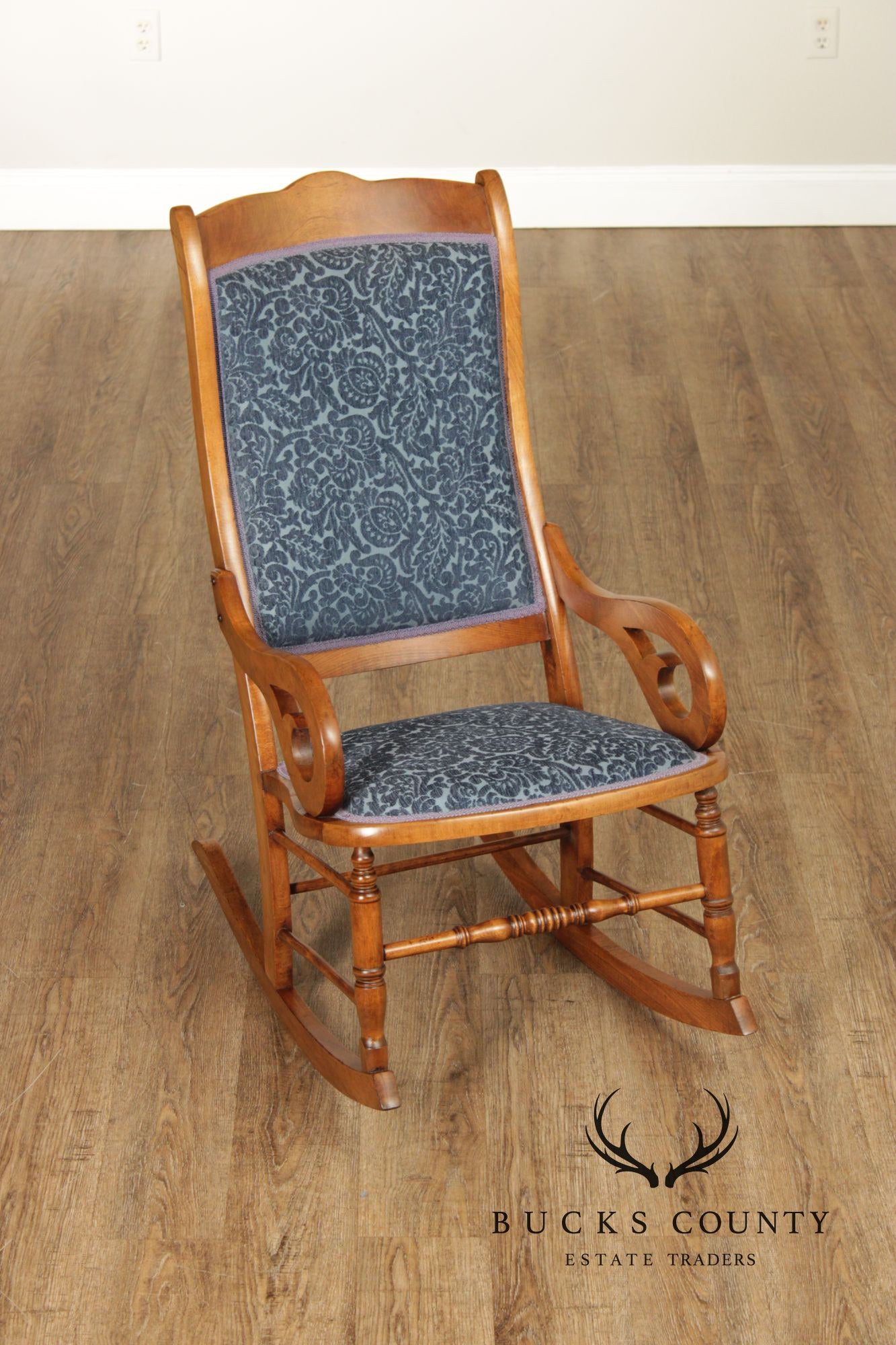 Antique Victorian Era Custom Upholstered Rocker
