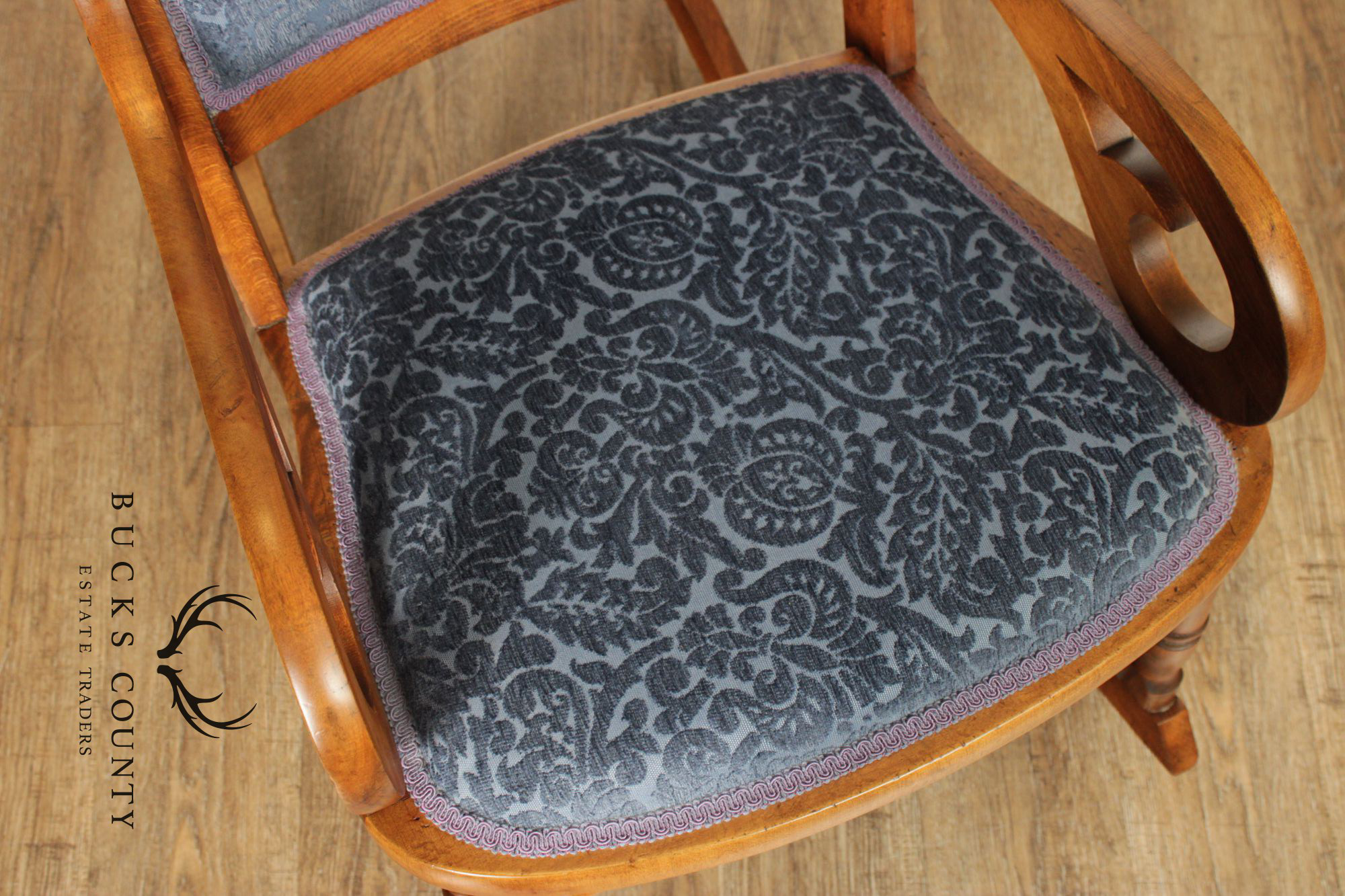 Antique Victorian Era Custom Upholstered Rocker