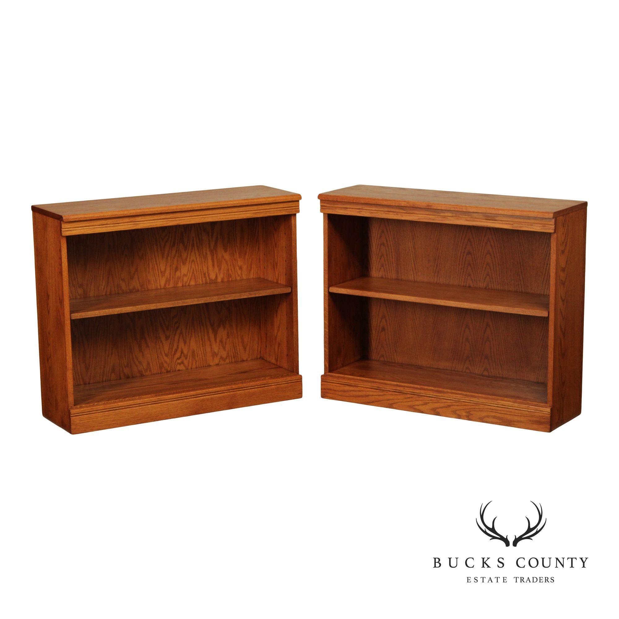 Woxall Woodcraft Solid Oak Pair Of Low Open Bookcases