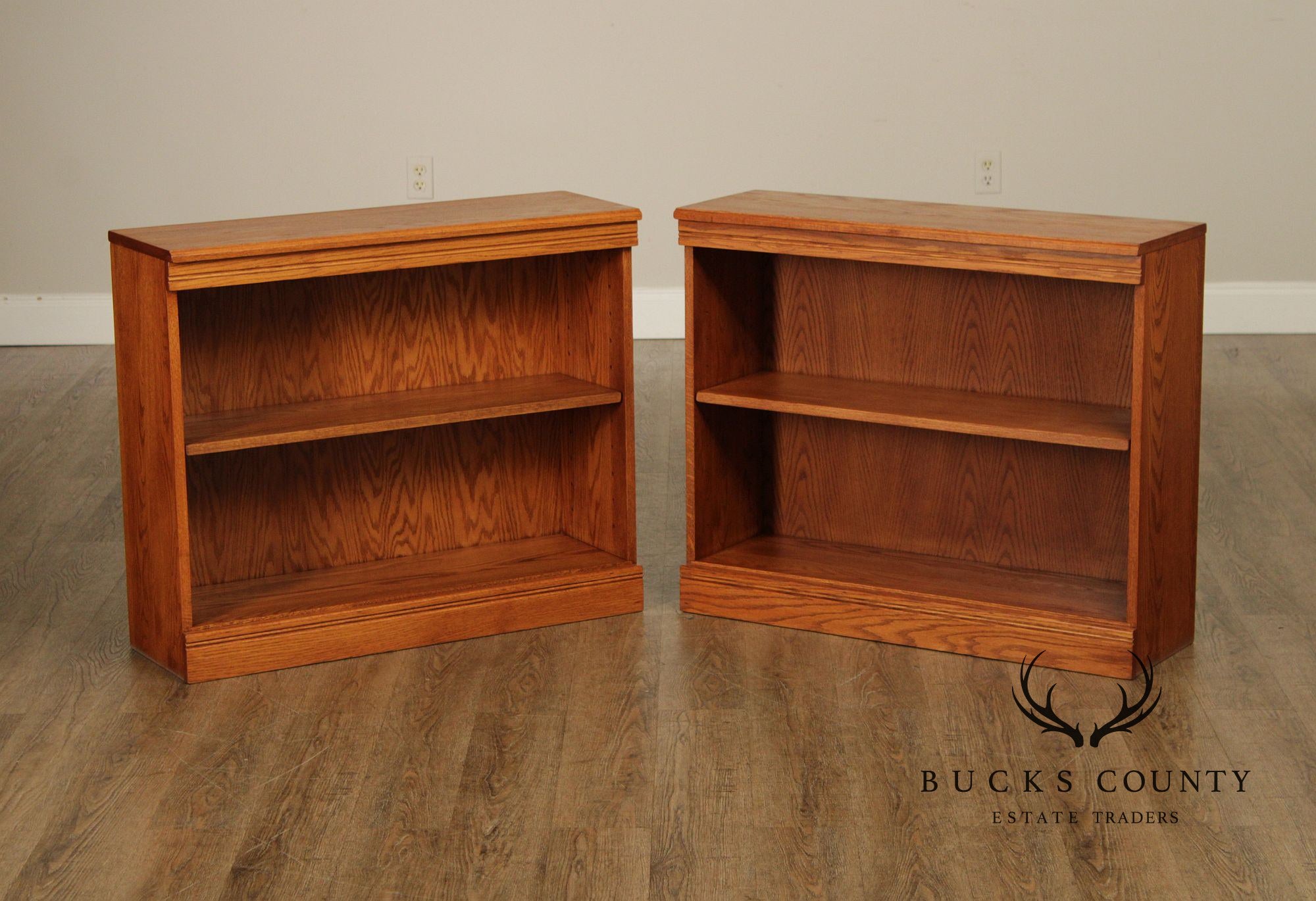 Woxall Woodcraft Solid Oak Pair Of Low Open Bookcases