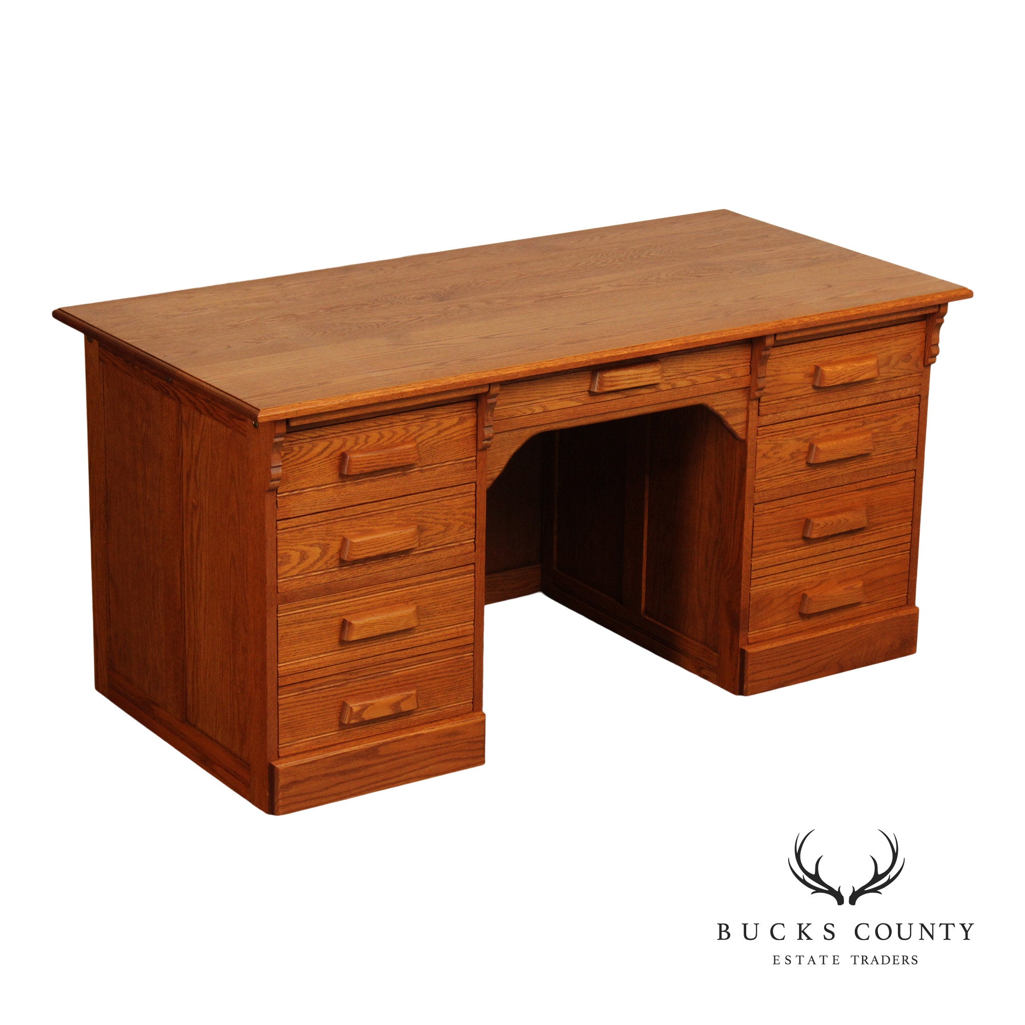 Custom Quality Traditional Solid Oak Kneehole Desk