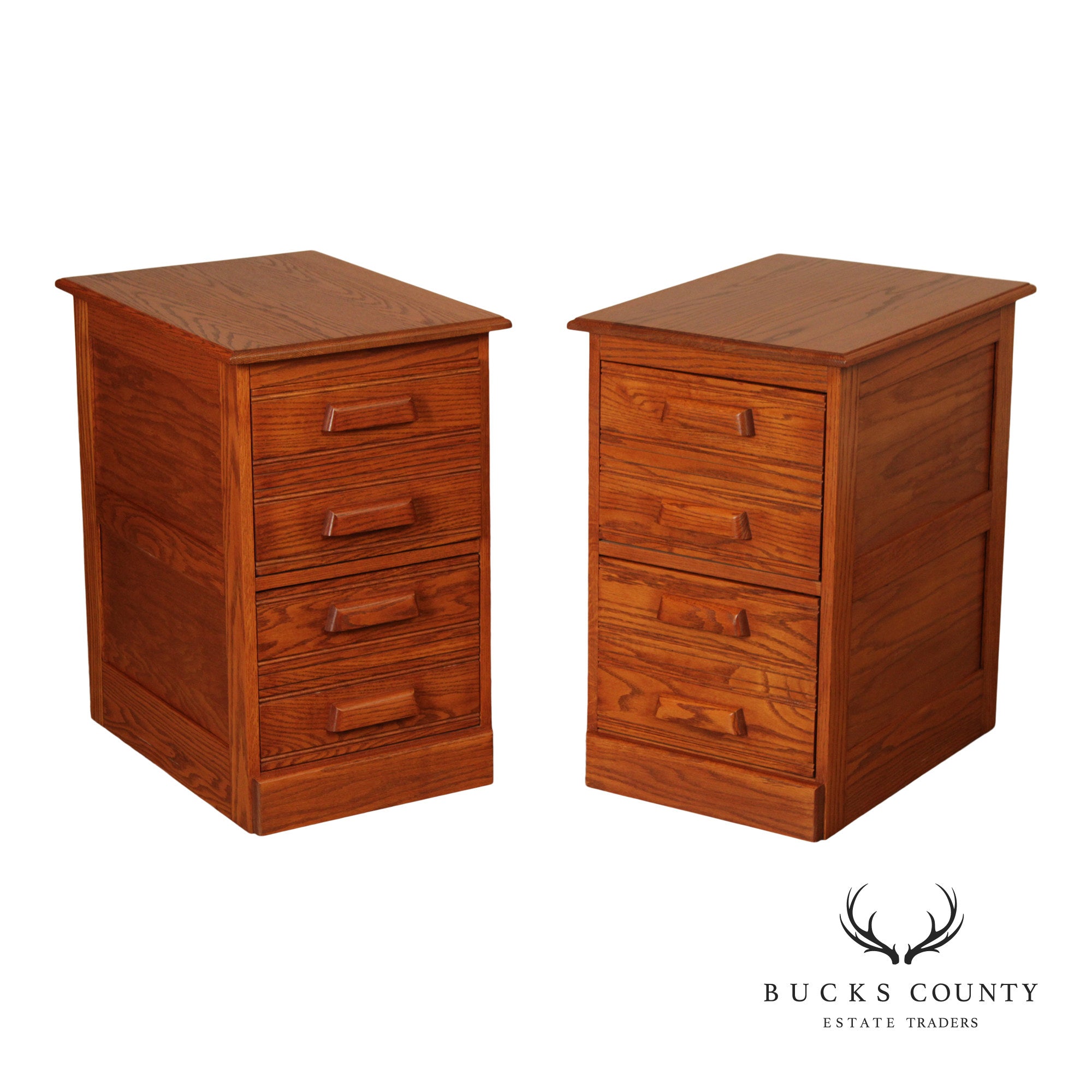 Pair Of Seely Furniture Traditional Style Oak File Cabinets