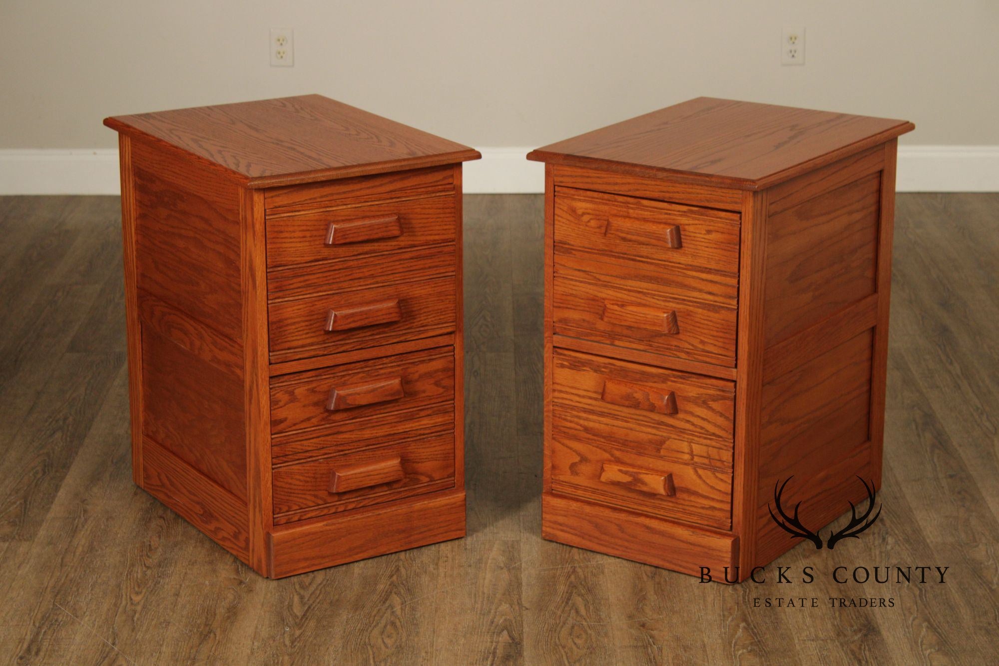 Pair Of Seely Furniture Traditional Style Oak File Cabinets