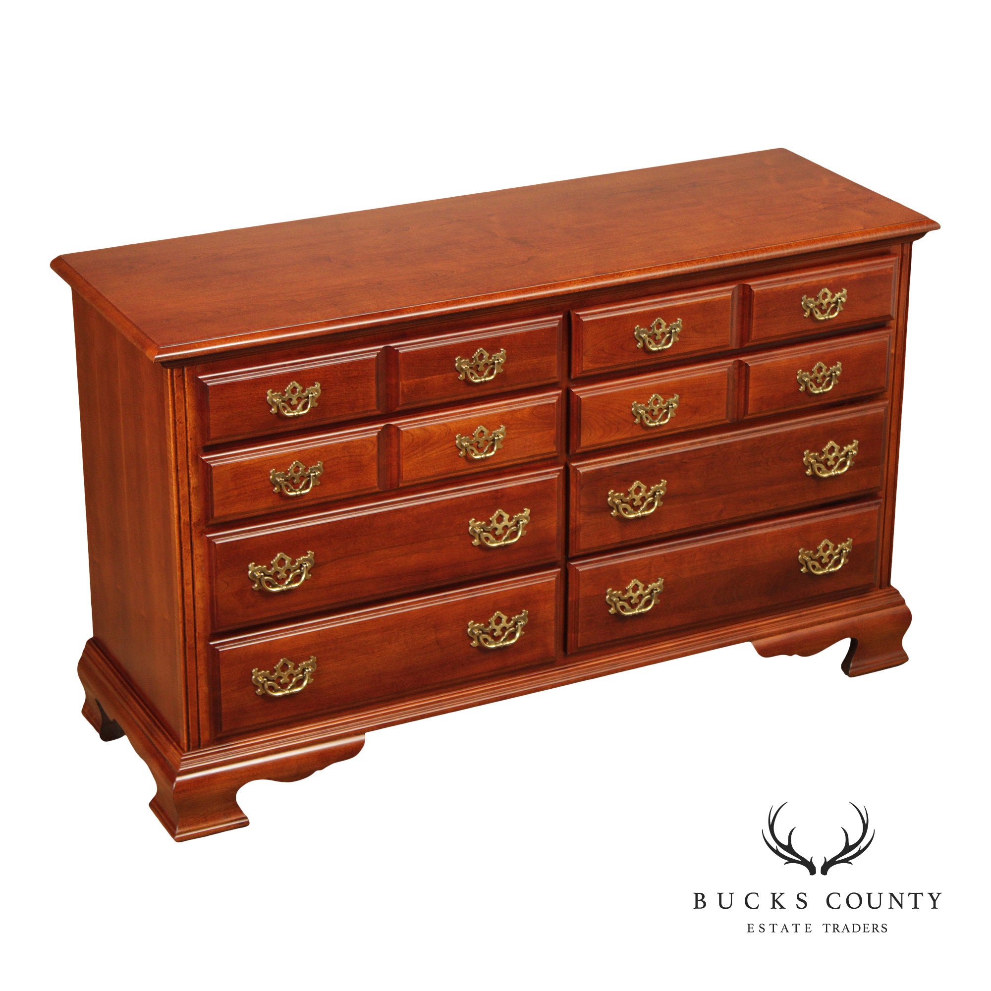 American Drew Chippendale Style Cherry Long Dresser