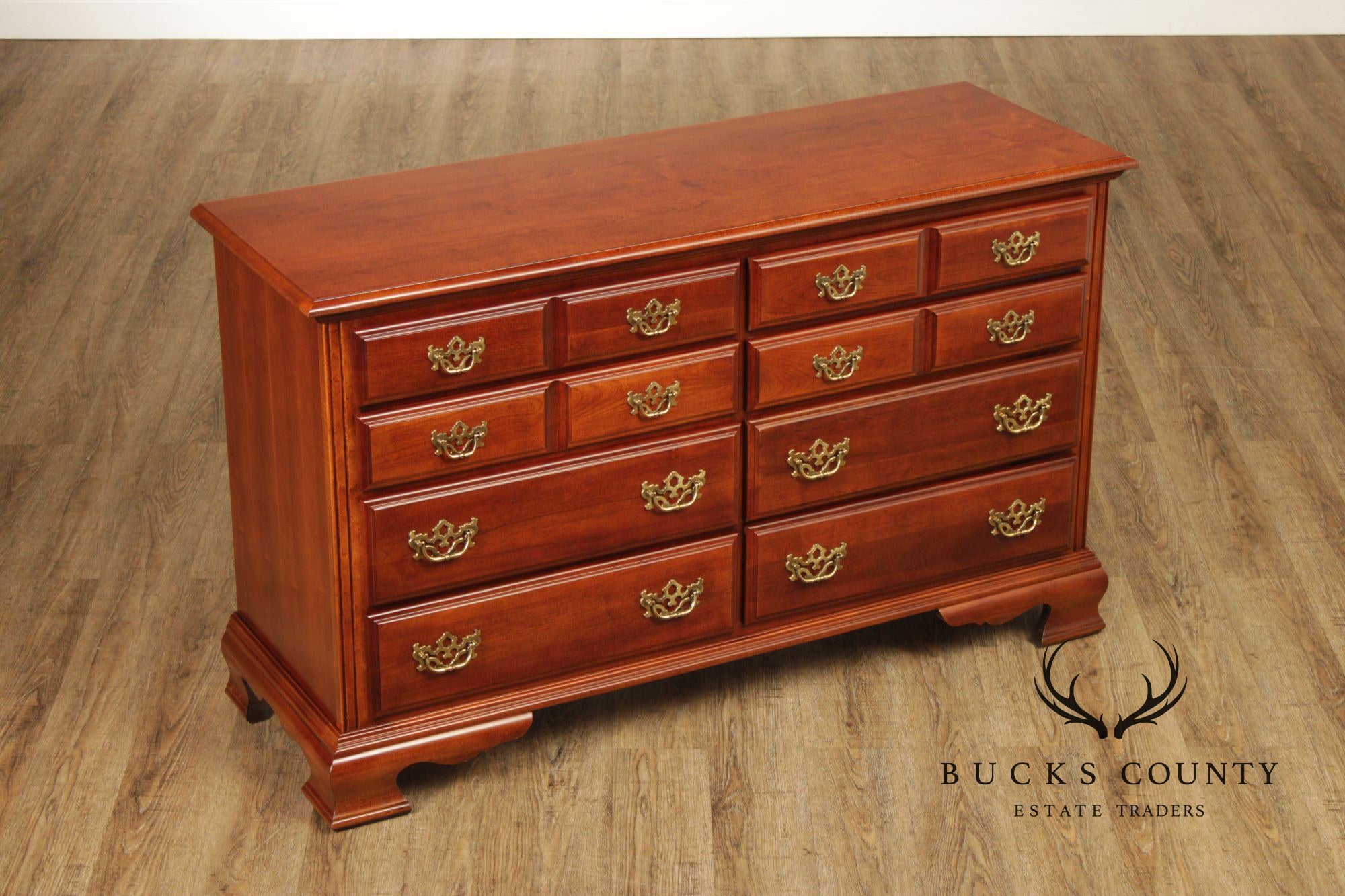 American Drew Chippendale Style Cherry Long Dresser