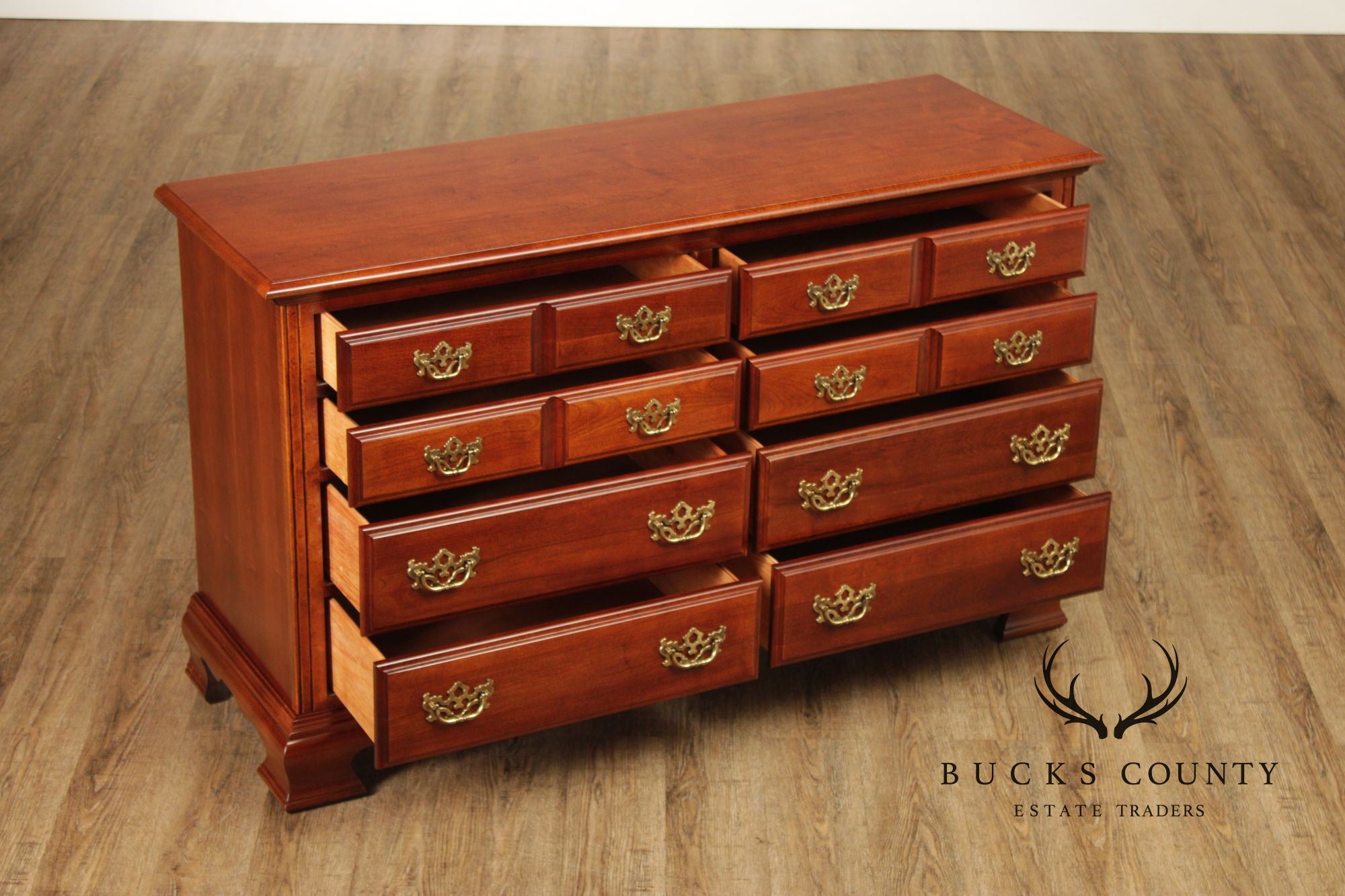 American Drew Chippendale Style Cherry Long Dresser