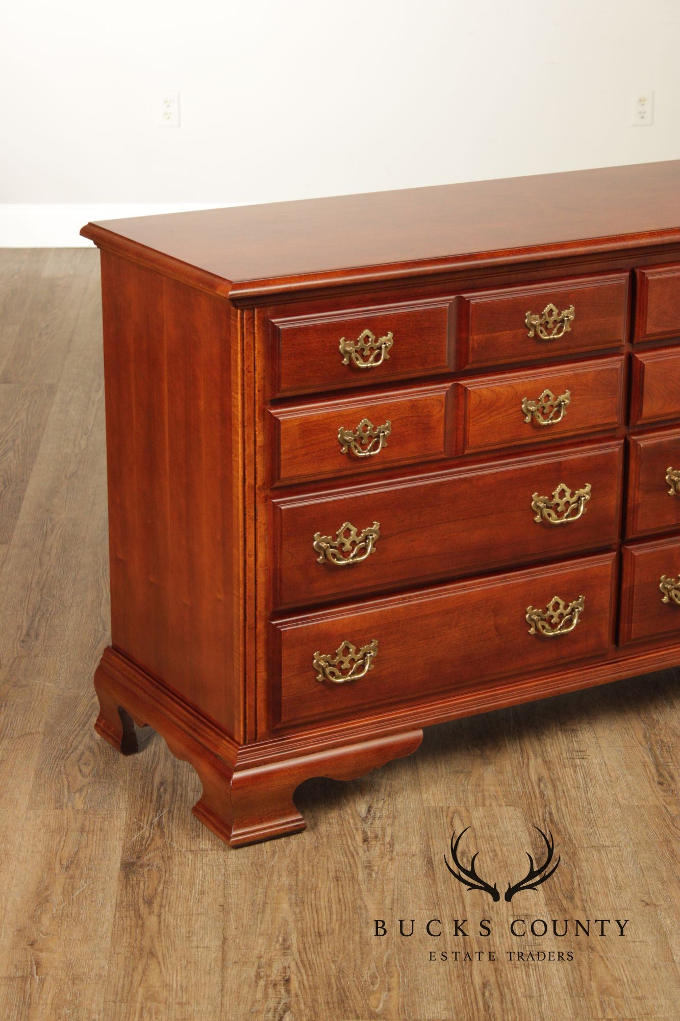 American Drew Chippendale Style Cherry Long Dresser