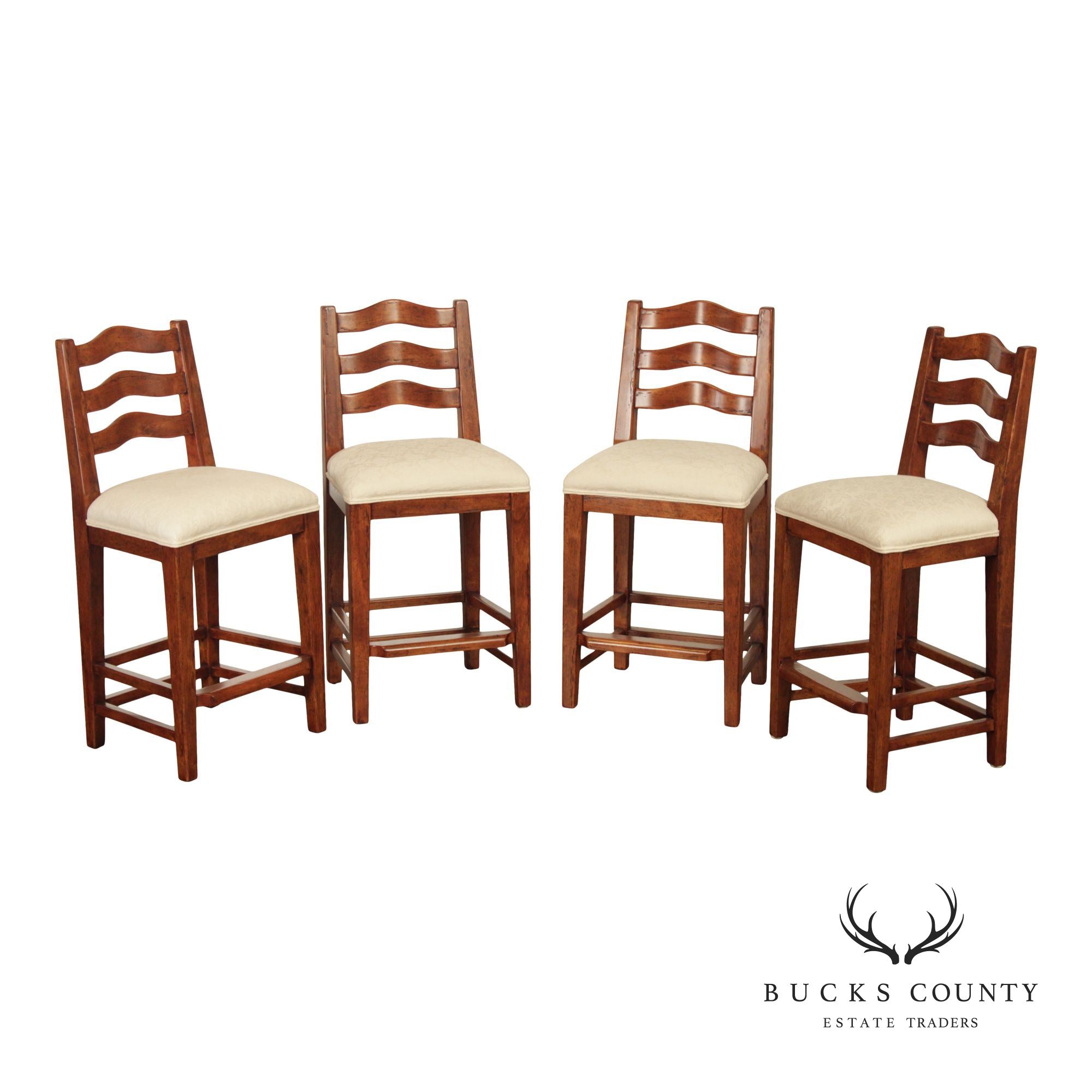 Bausman French Country Style Set of Four Bar Stools