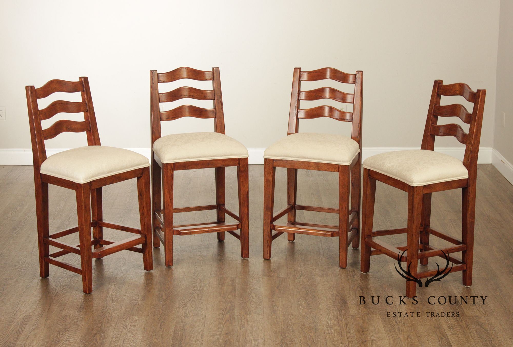 Bausman French Country Style Set of Four Bar Stools