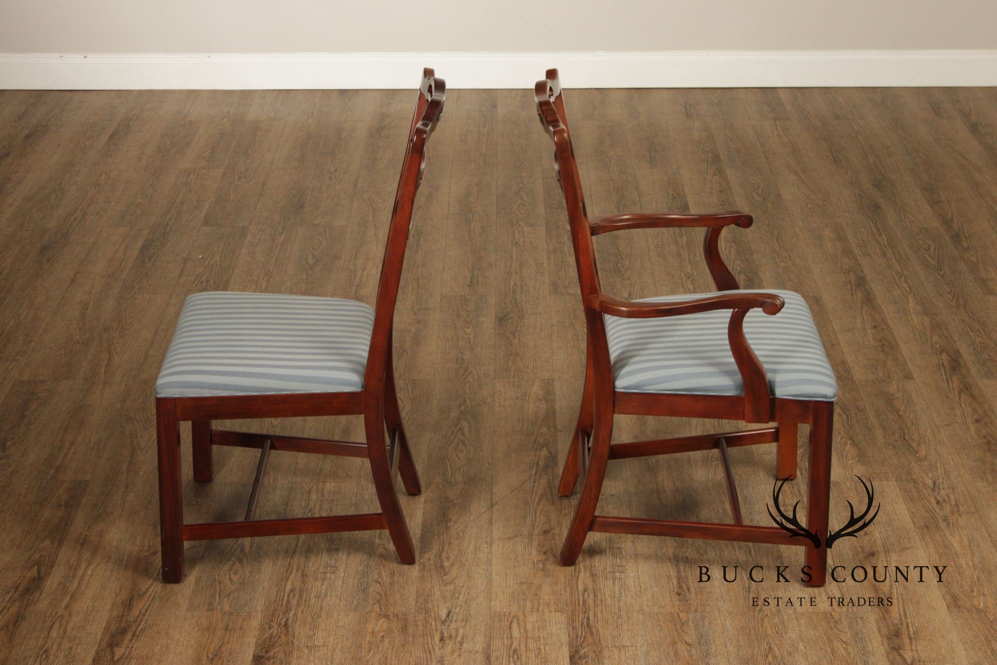 Drexel Heritage Chippendale Style Set Of Four Mahogany Ladder Back Dining Chairs