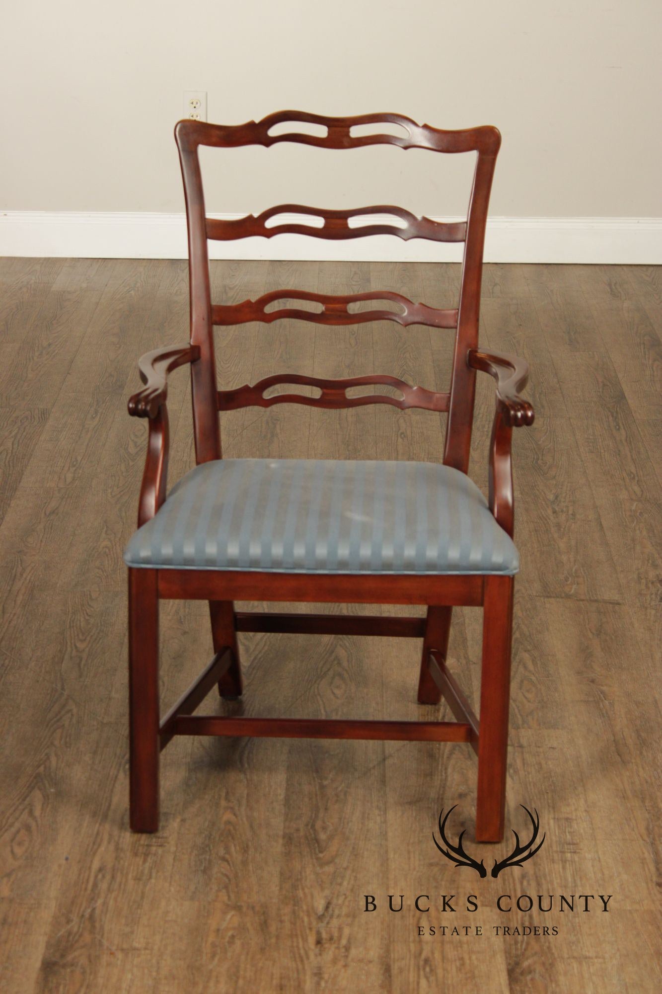 Drexel Heritage Chippendale Style Set Of Four Mahogany Ladder Back Dining Chairs