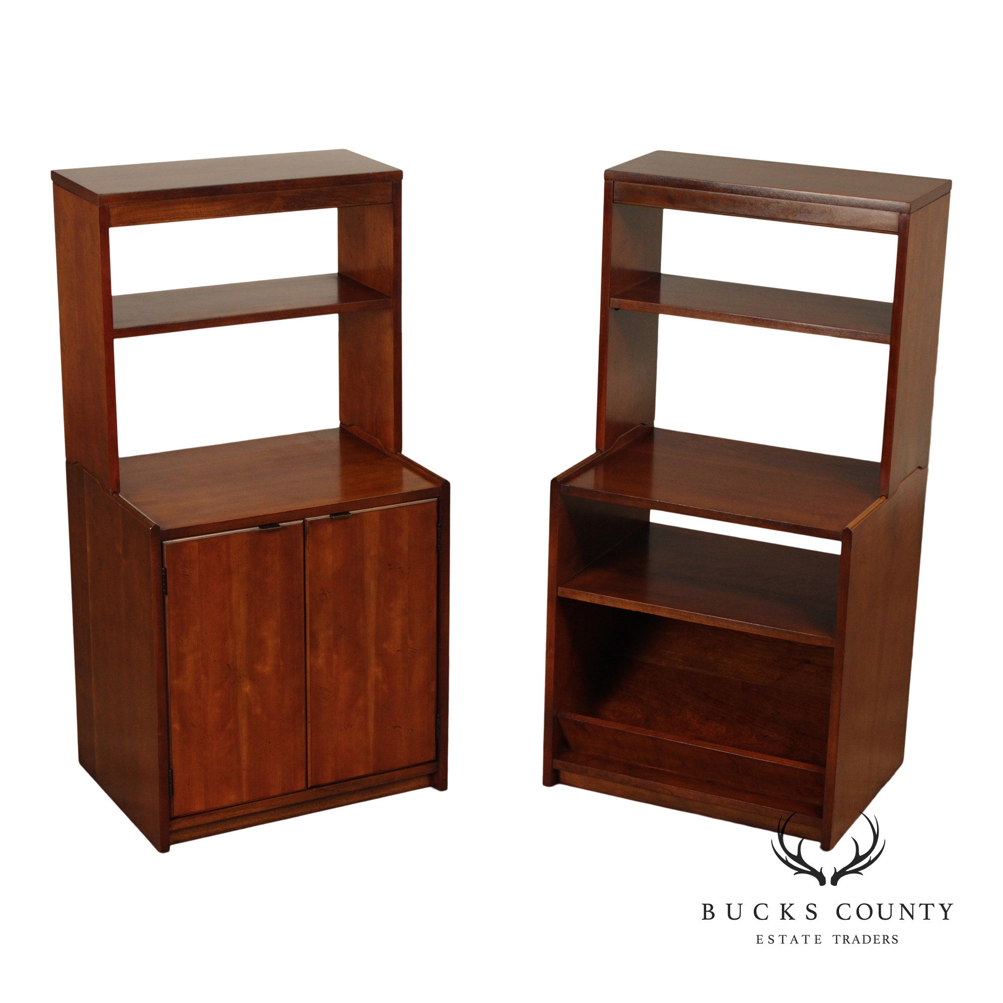 Mid Century Modern Pair of Walnut Bookcases