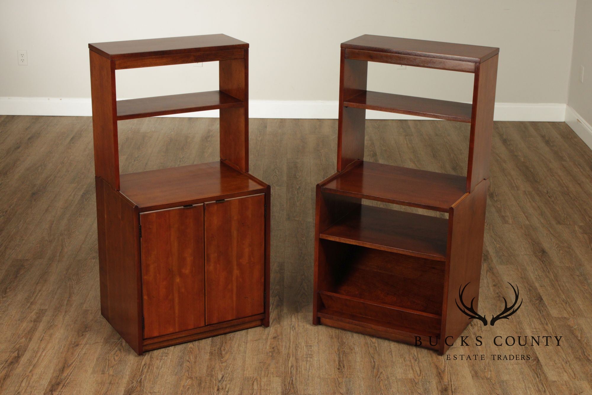 Mid Century Modern Pair of Walnut Bookcases