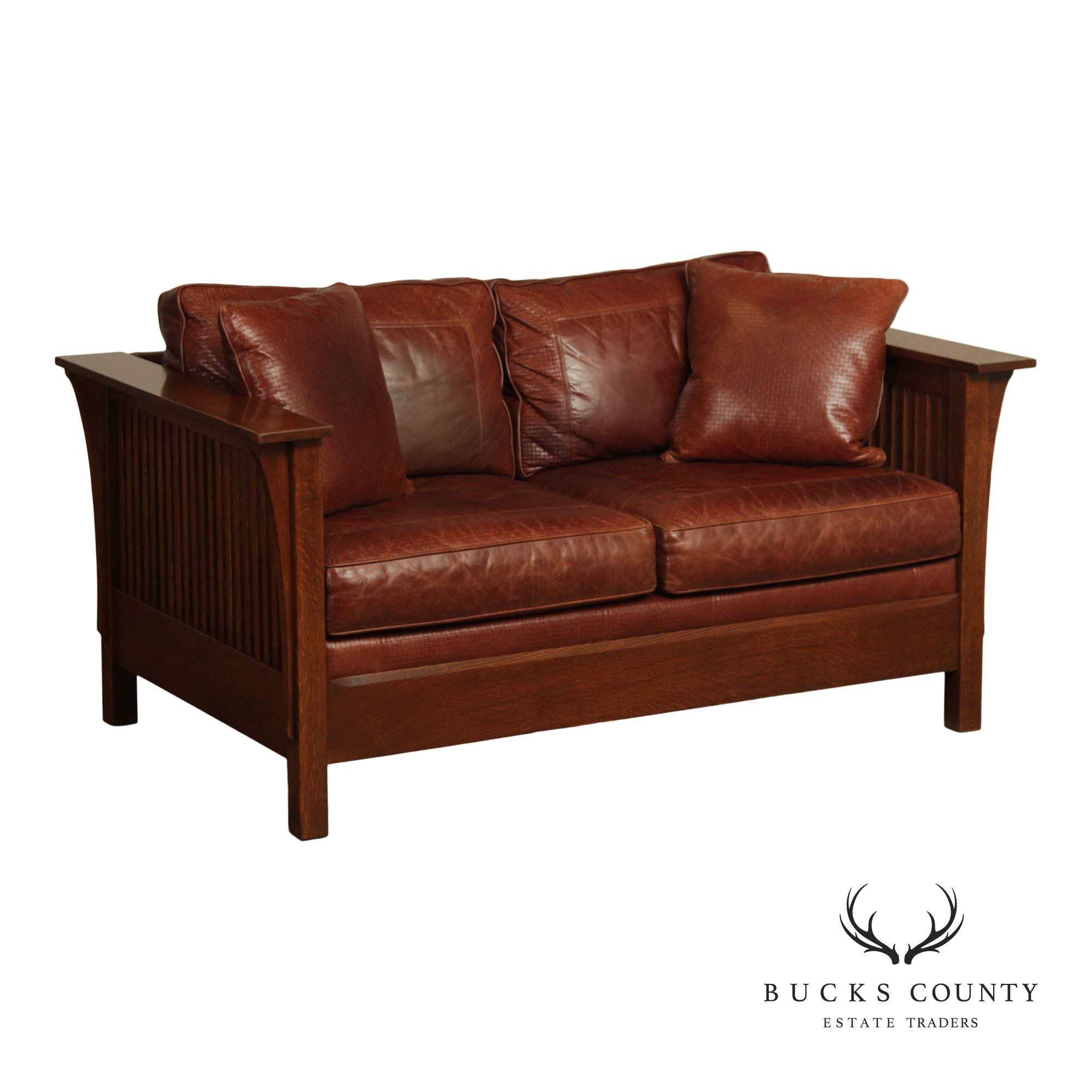 Stickley Mission Collection Oak 'Fayetteville' Leather Sofa