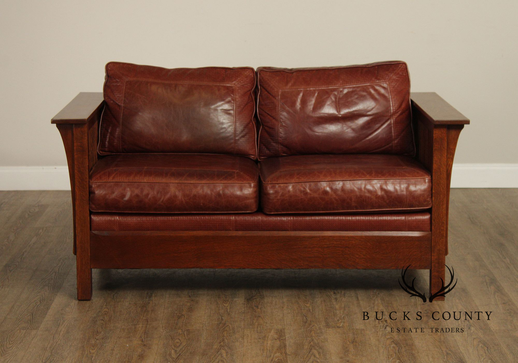 Stickley Mission Collection Oak 'Fayetteville' Leather Sofa