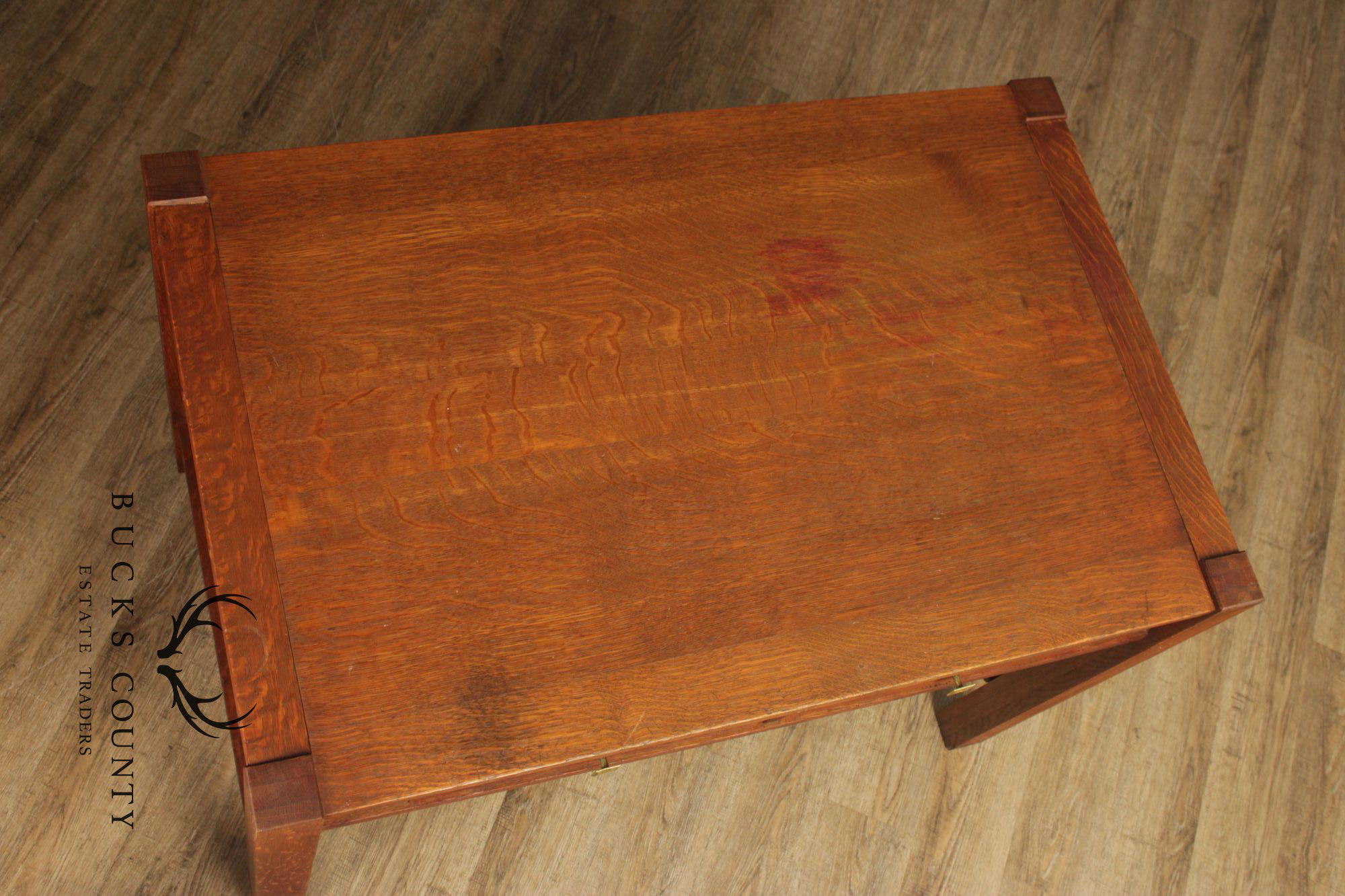 Antique Arts & Crafts Mission Oak Two Drawer Library Table Desk