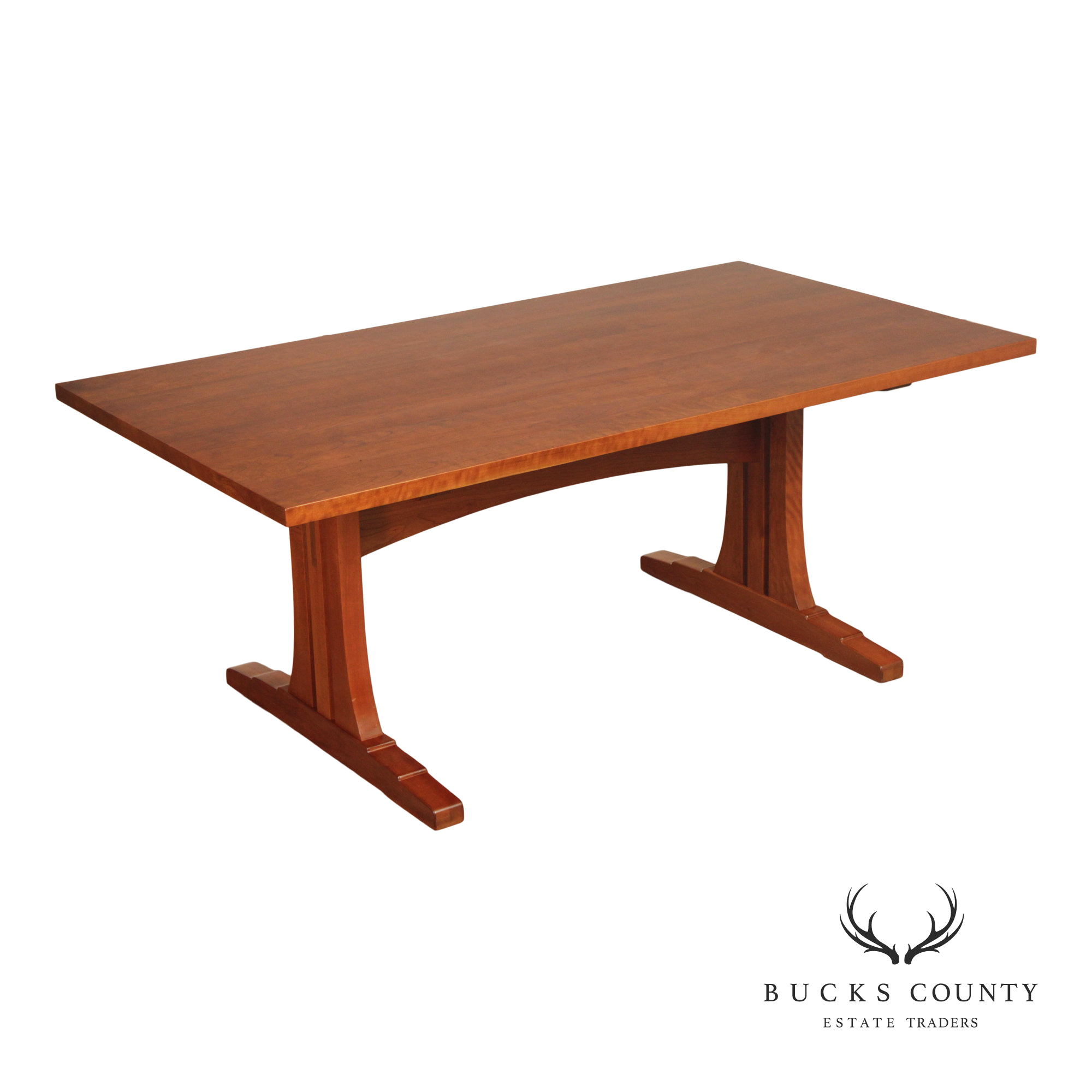 Stickley Solid Cherry Extendable Trestle Dining Table