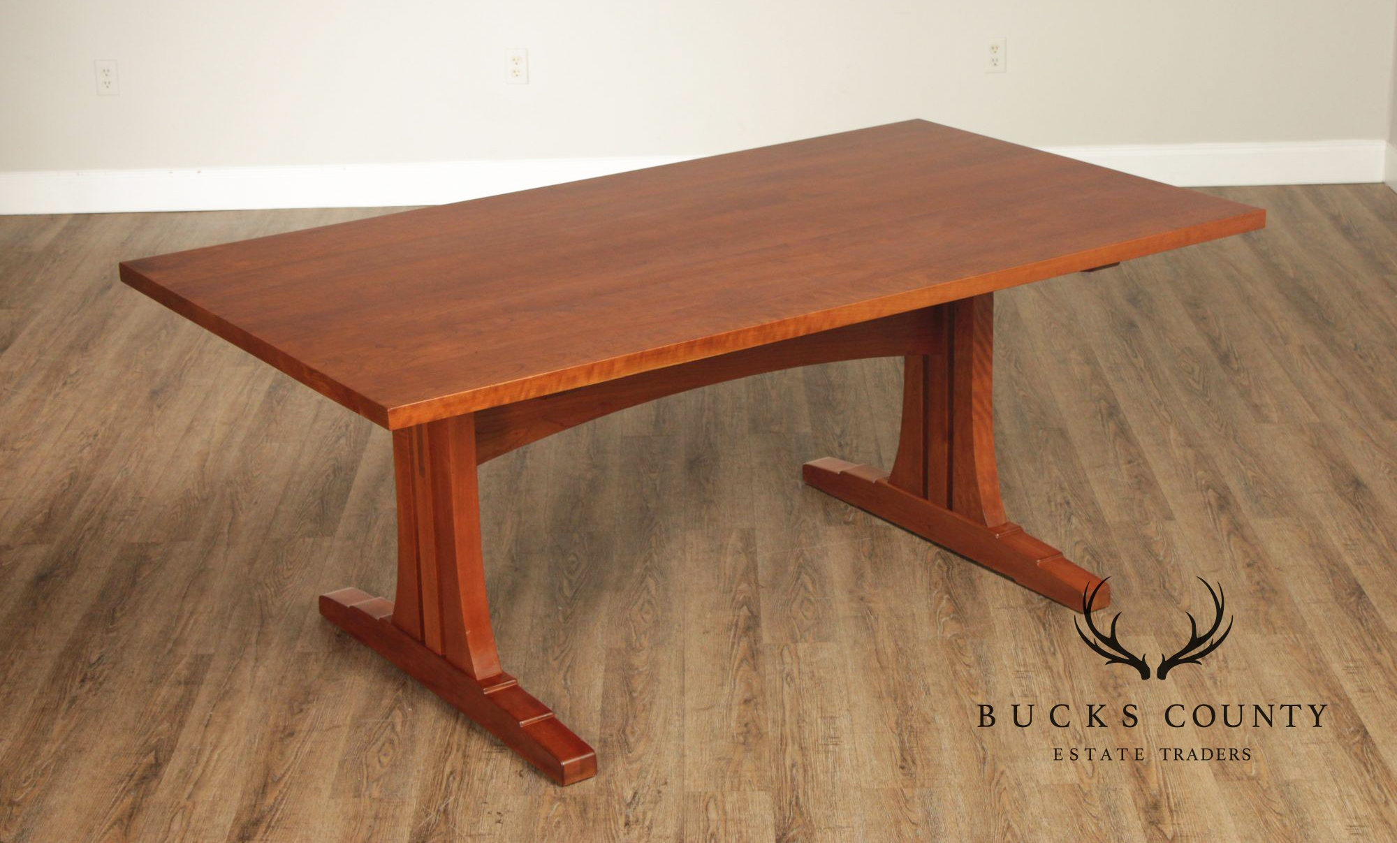 Stickley Solid Cherry Extendable Trestle Dining Table