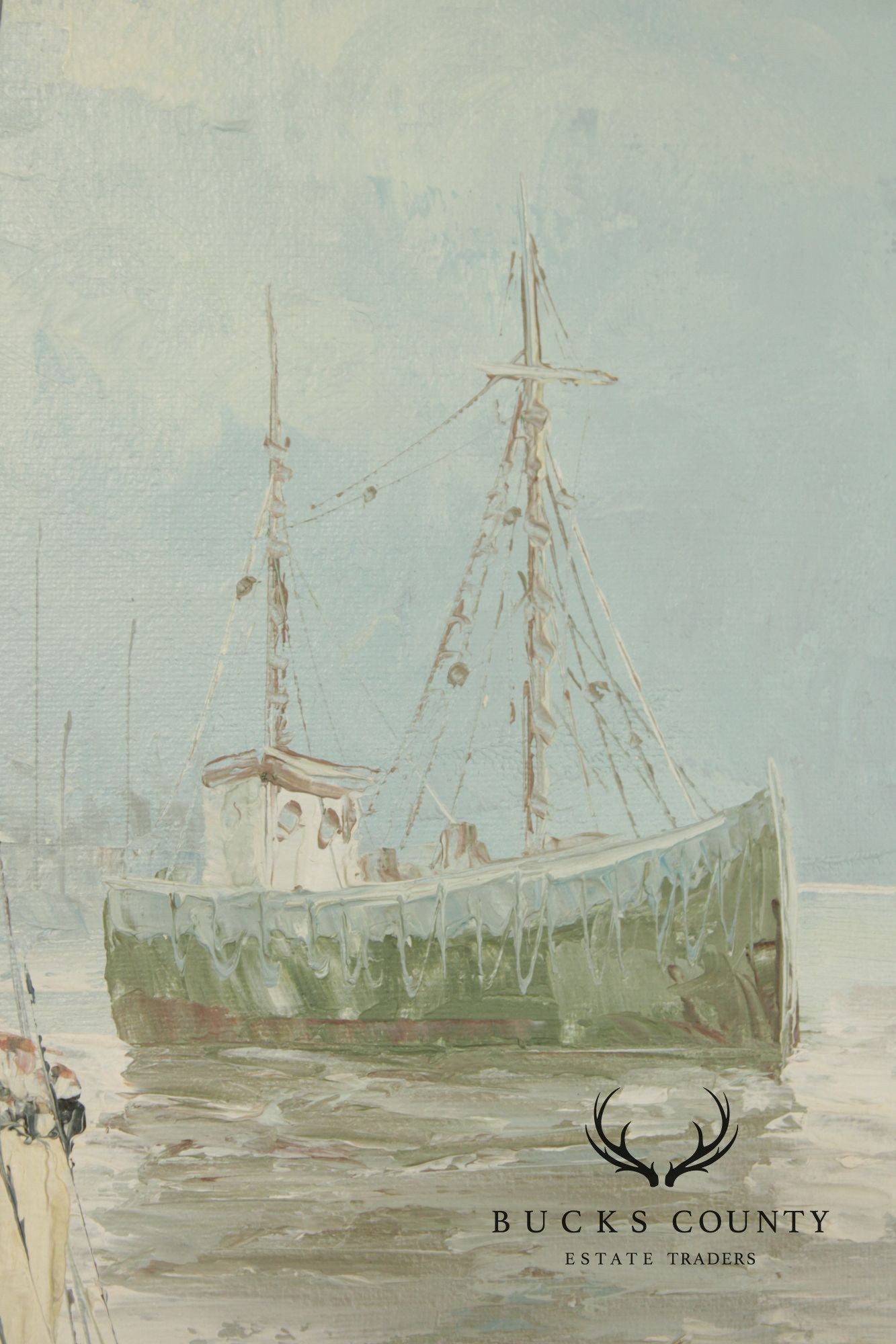 Artist Signed Oil Painting, Fishing Boats