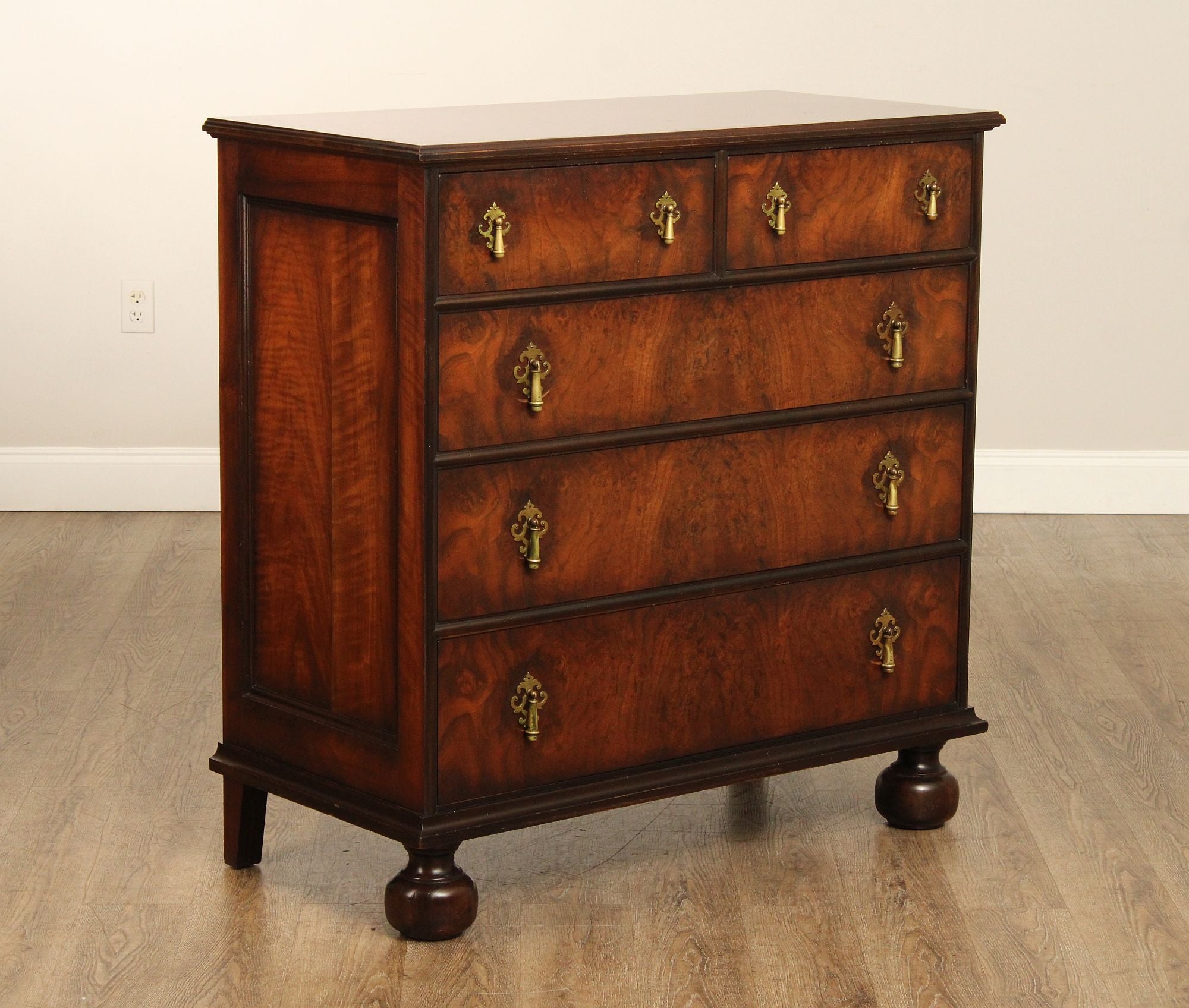 Wright Table Company William And Mary Style Walnut Chest Of Drawers