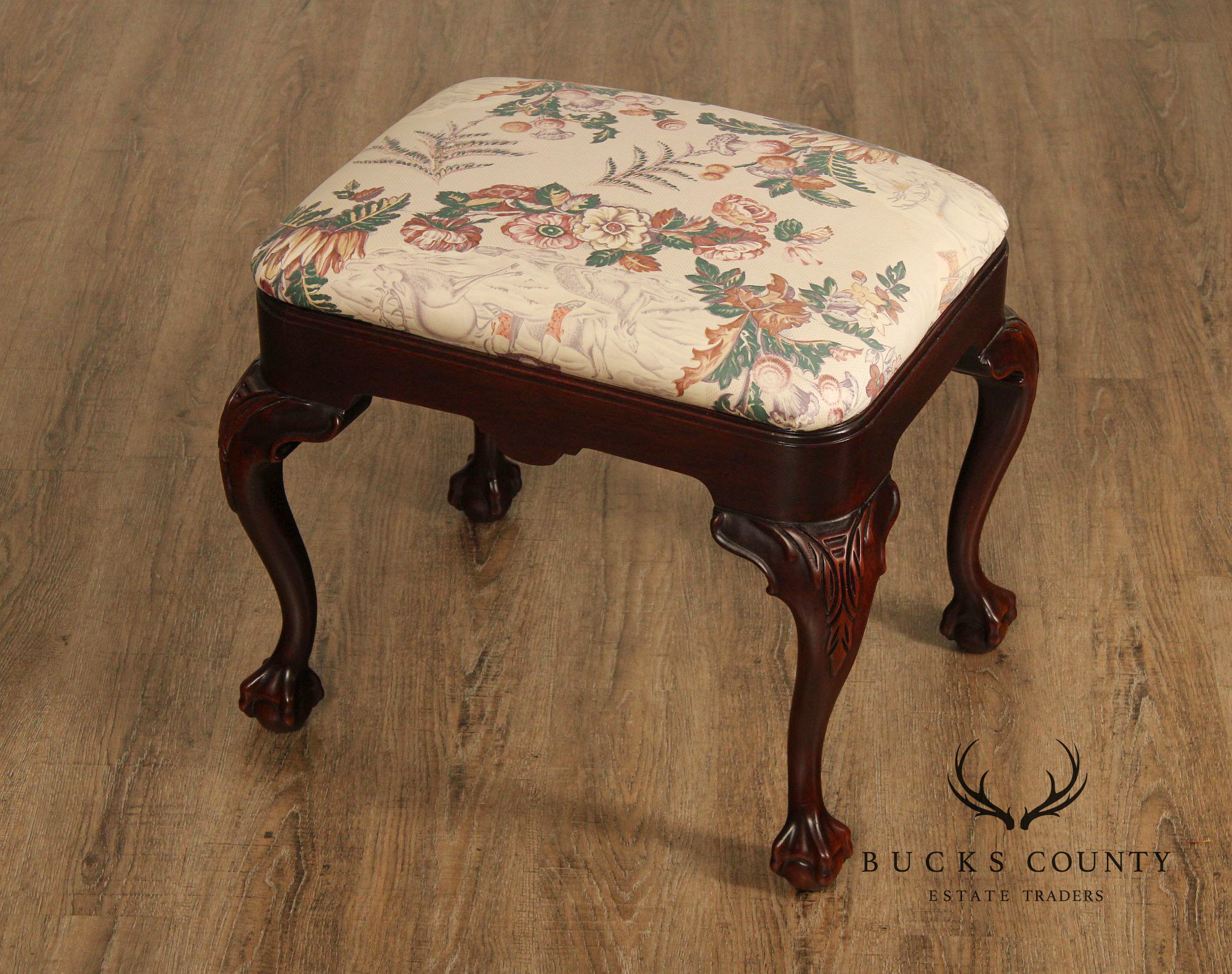 Chippendale Style Mahogany Ball And Claw Ottoman