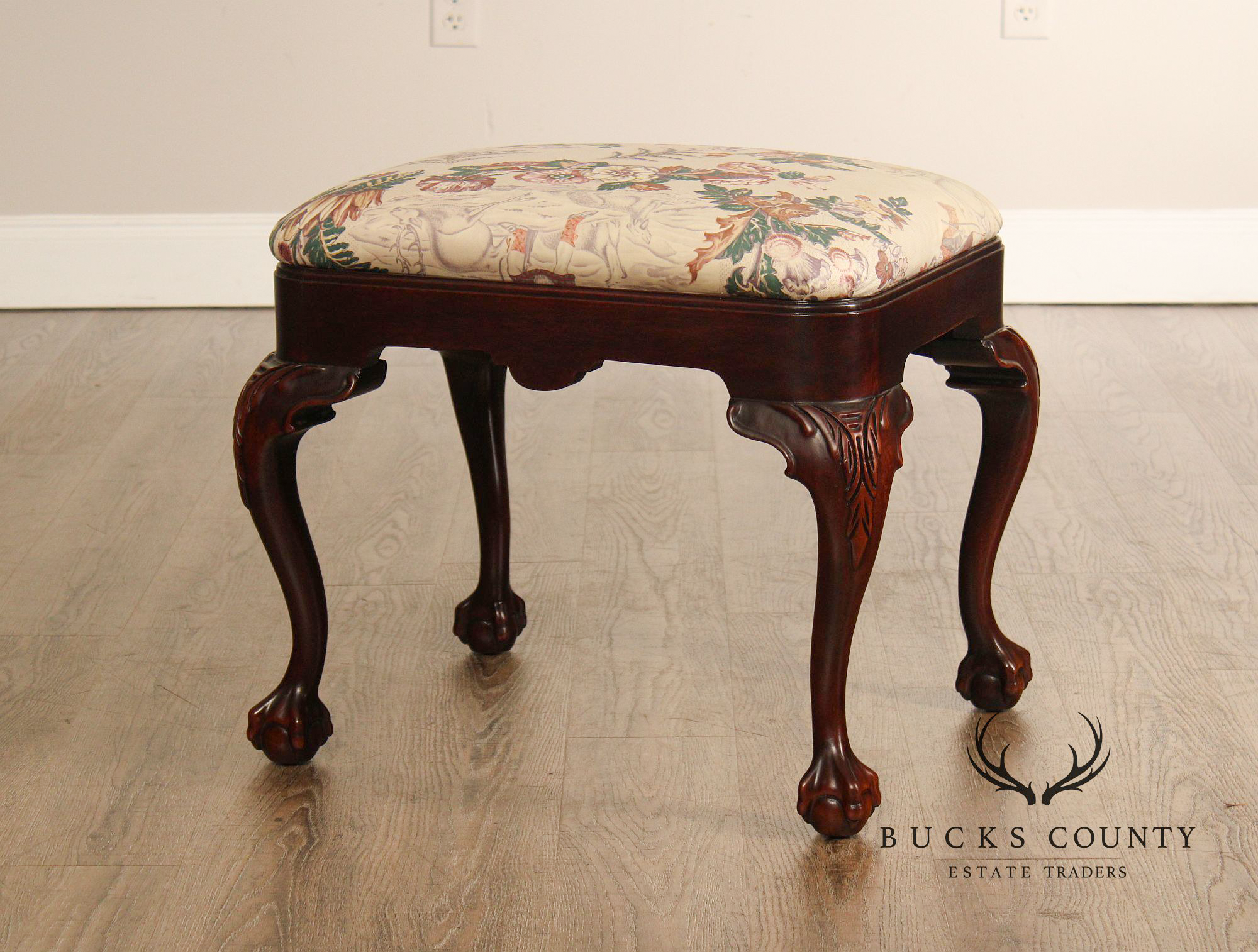 Chippendale Style Mahogany Ball And Claw Ottoman