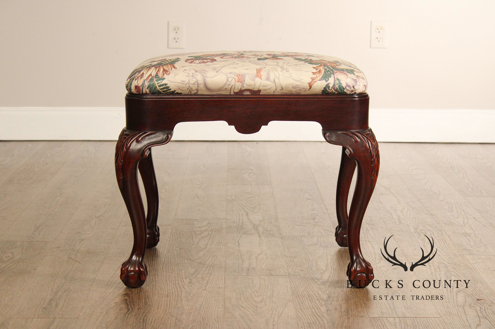 Chippendale Style Mahogany Ball And Claw Ottoman