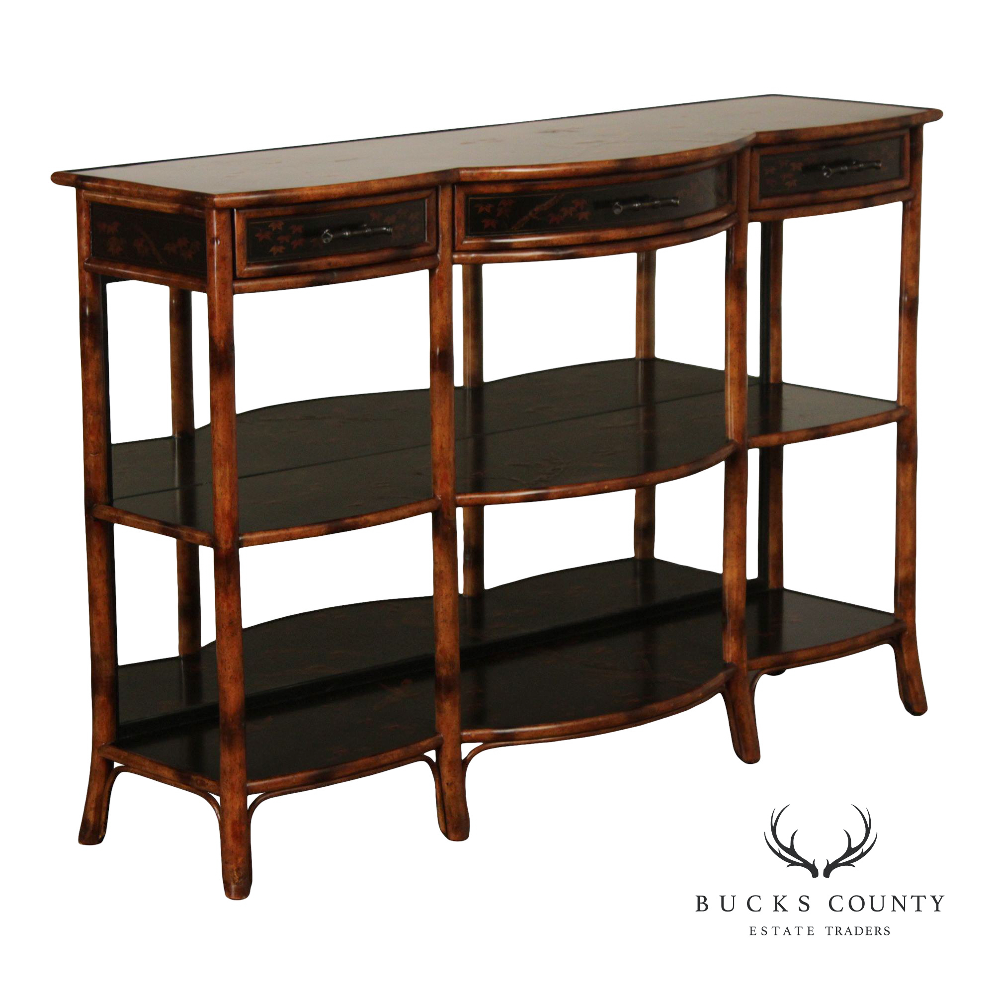 Theodore Alexander Faux Bamboo Three-Tier Console