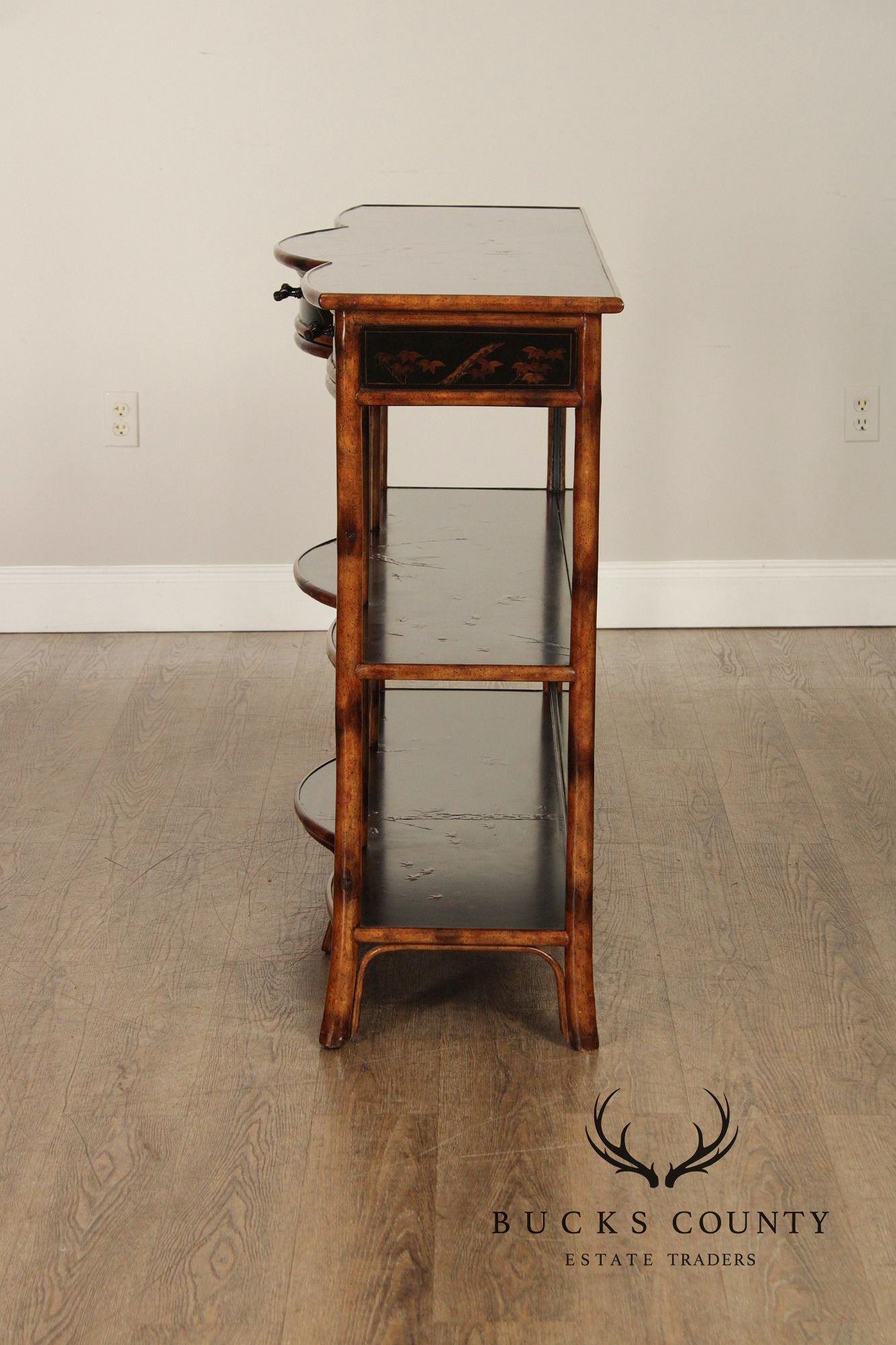 Theodore Alexander Faux Bamboo Three-Tier Console
