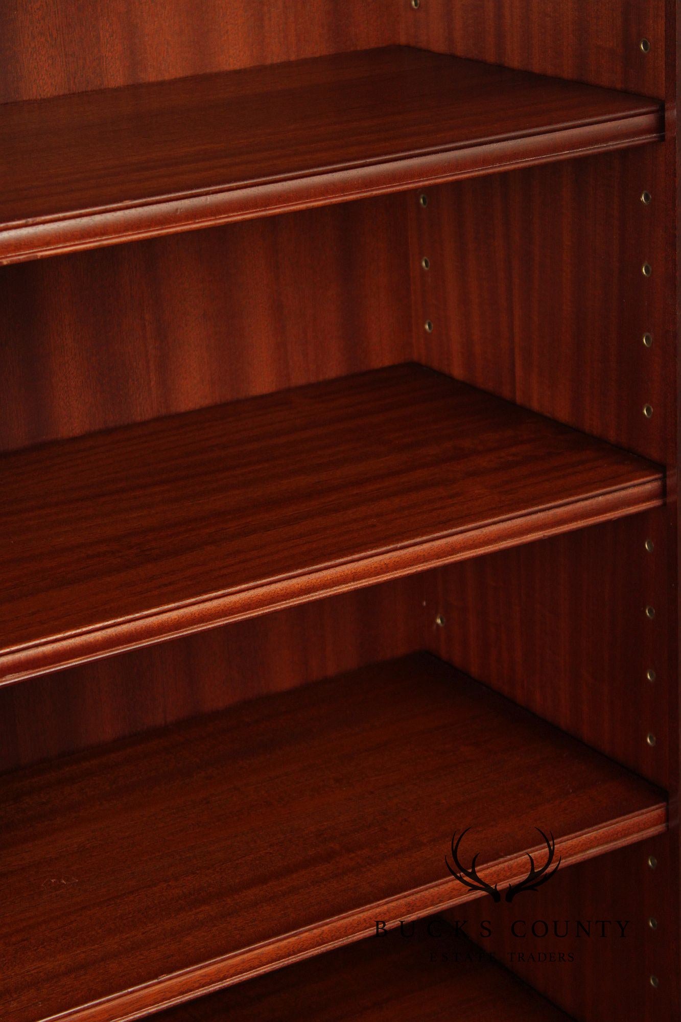 English Traditional Mahogany Tall Open Bookcase With Adjustable Shelves