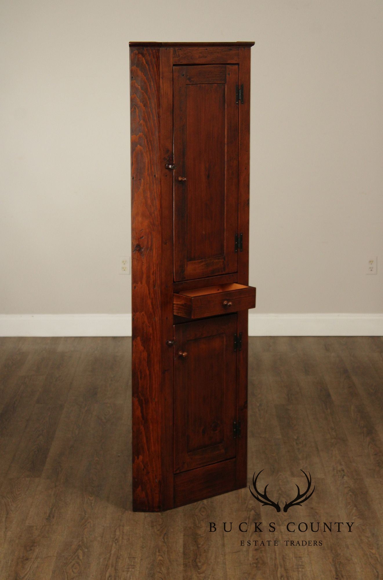 Custom Quality Narrow Pine Corner Cabinet