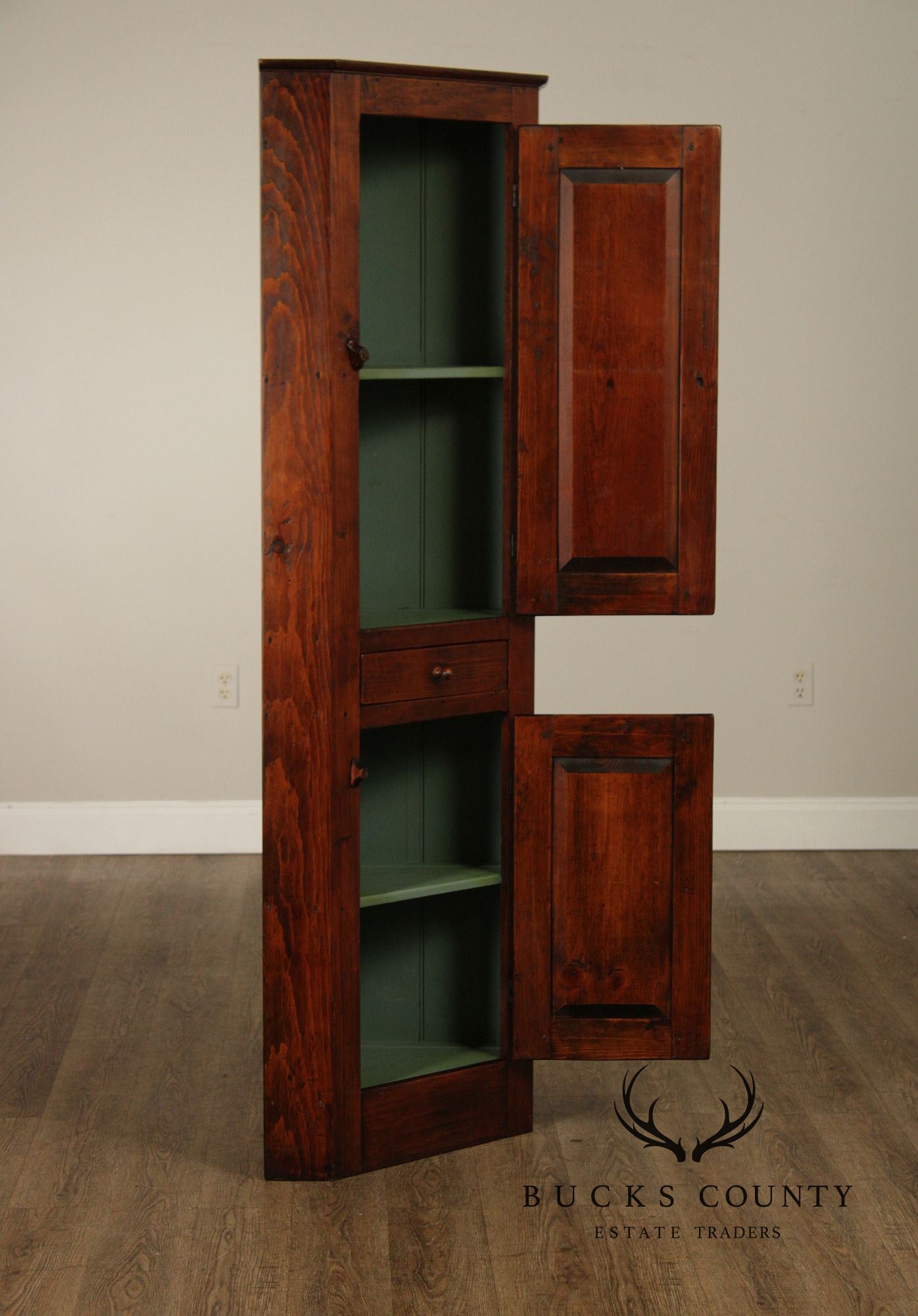 Custom Quality Narrow Pine Corner Cabinet