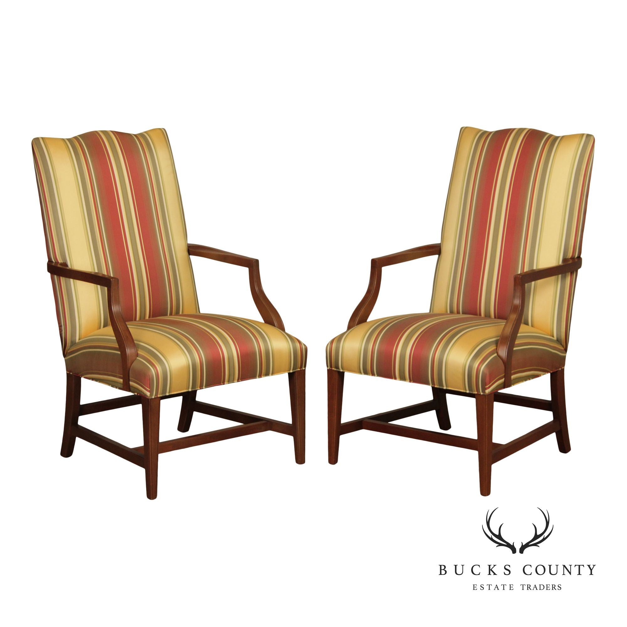 Ethan Allen Hepplewhite Style Pair Of Upholstered Armchairs