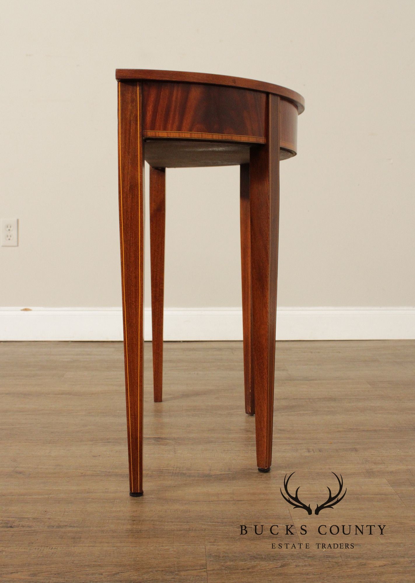 Federal Style Pair of Mahogany Demilune Console Tables