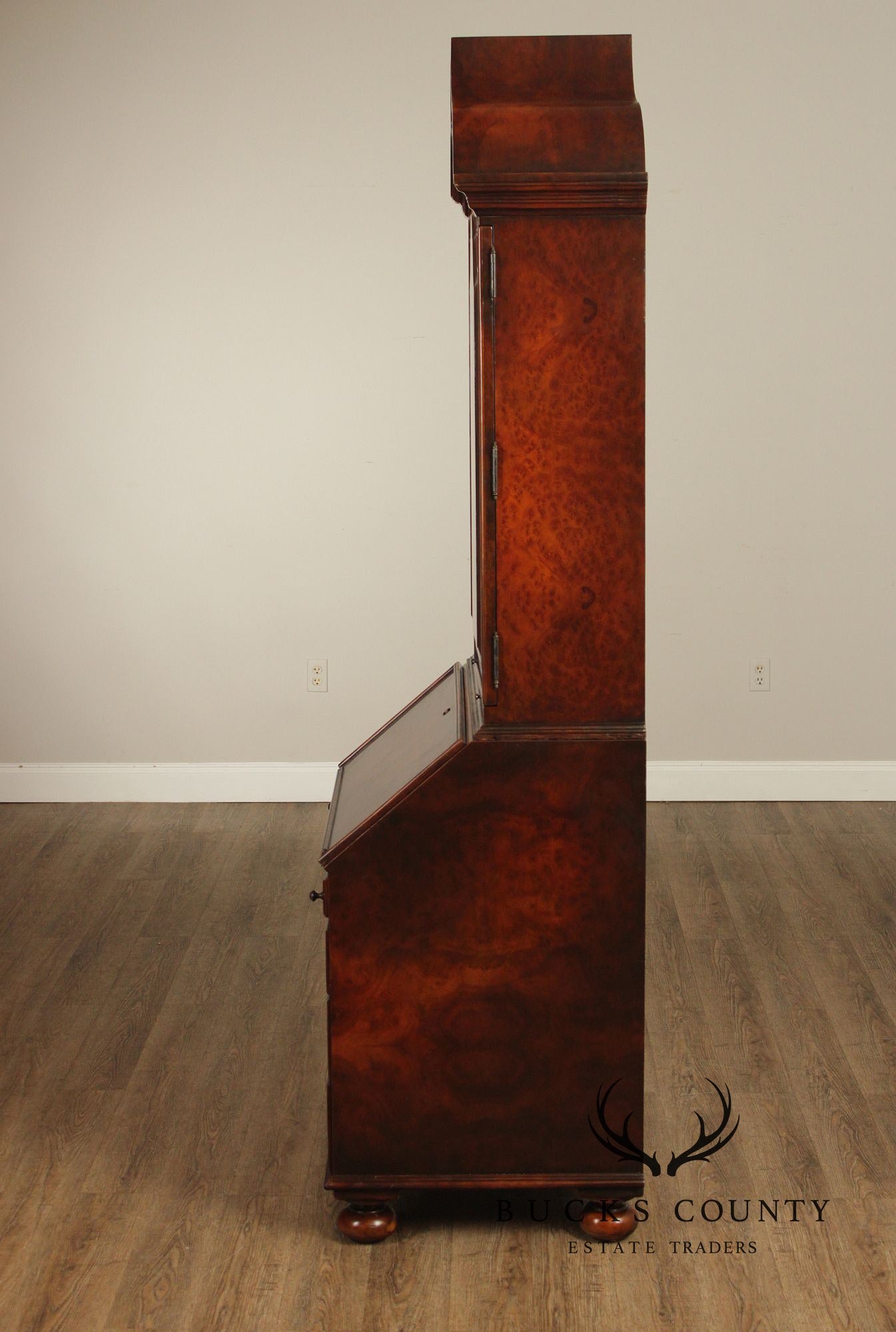 Theodore Alexander Georgian Style Burlwood Secretary Writing Desk