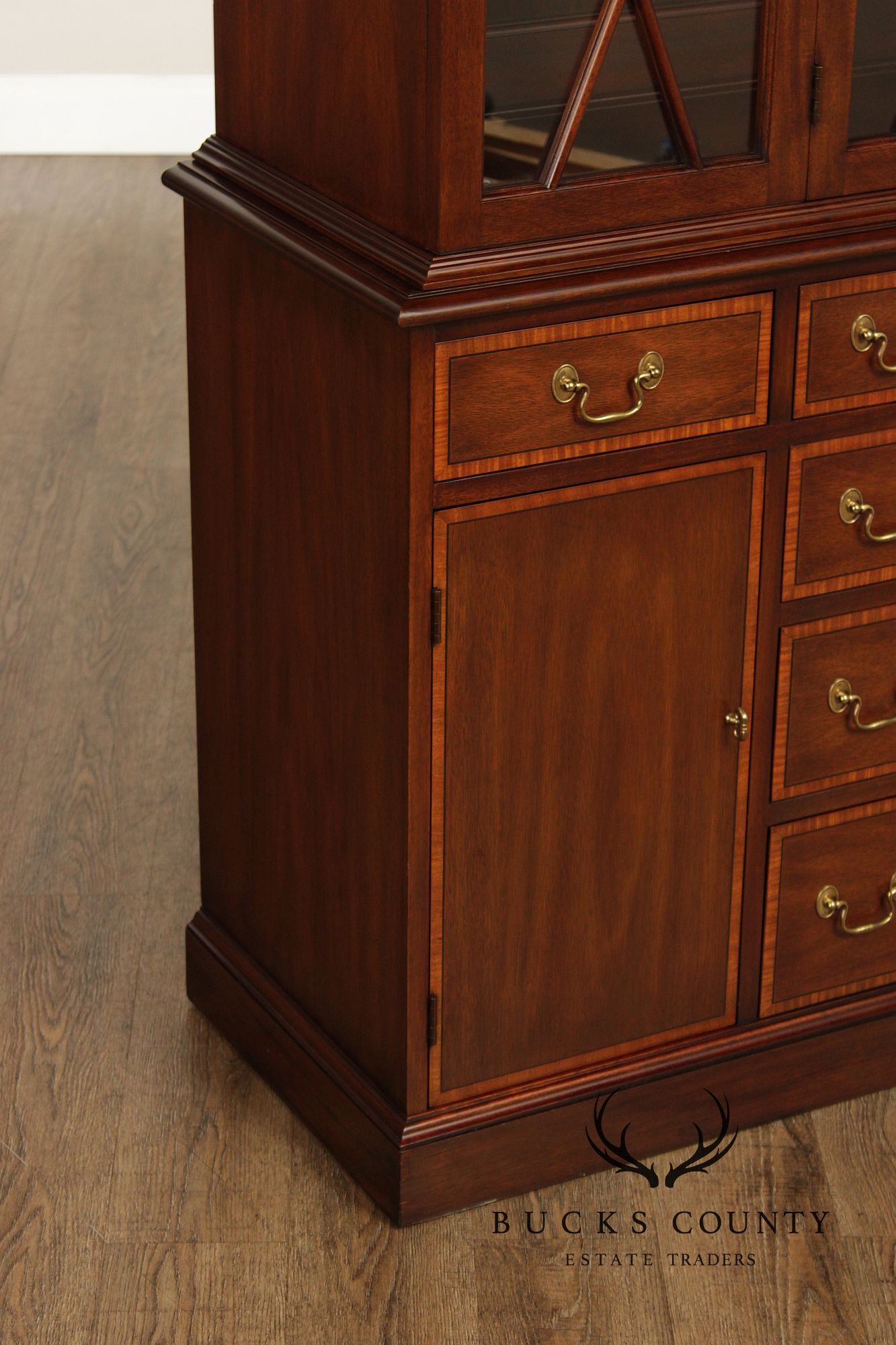 Henkel Harris Virginia Galleries Mahogany Inlaid Breakfront China Cabinet