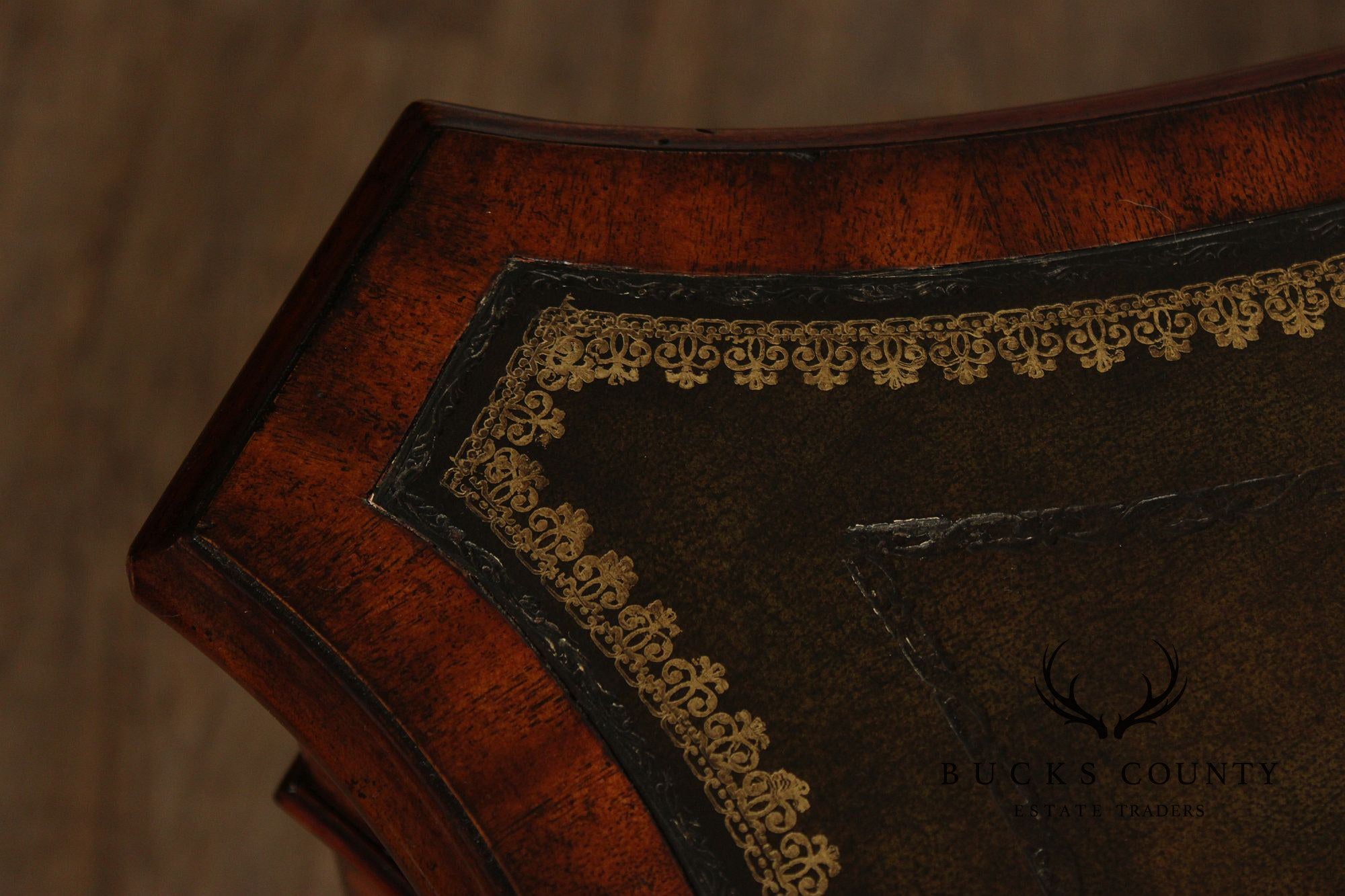 Maitland Smith Georgian Style Leather Top Mahogany Executive Partners Desk