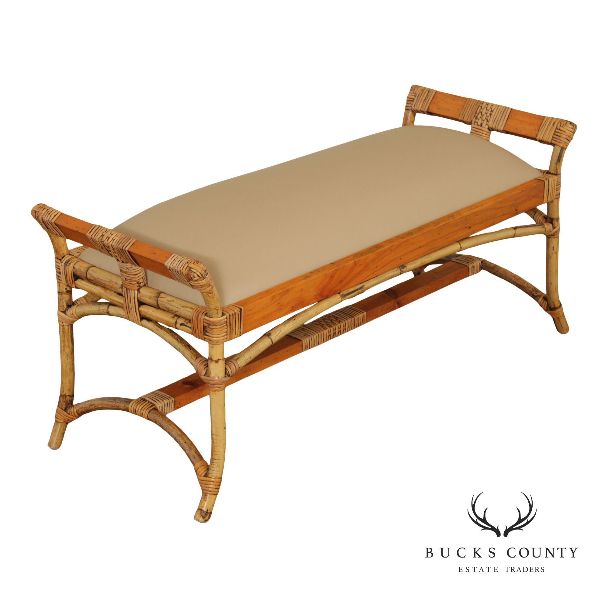 English Bamboo and Pine Window Bench