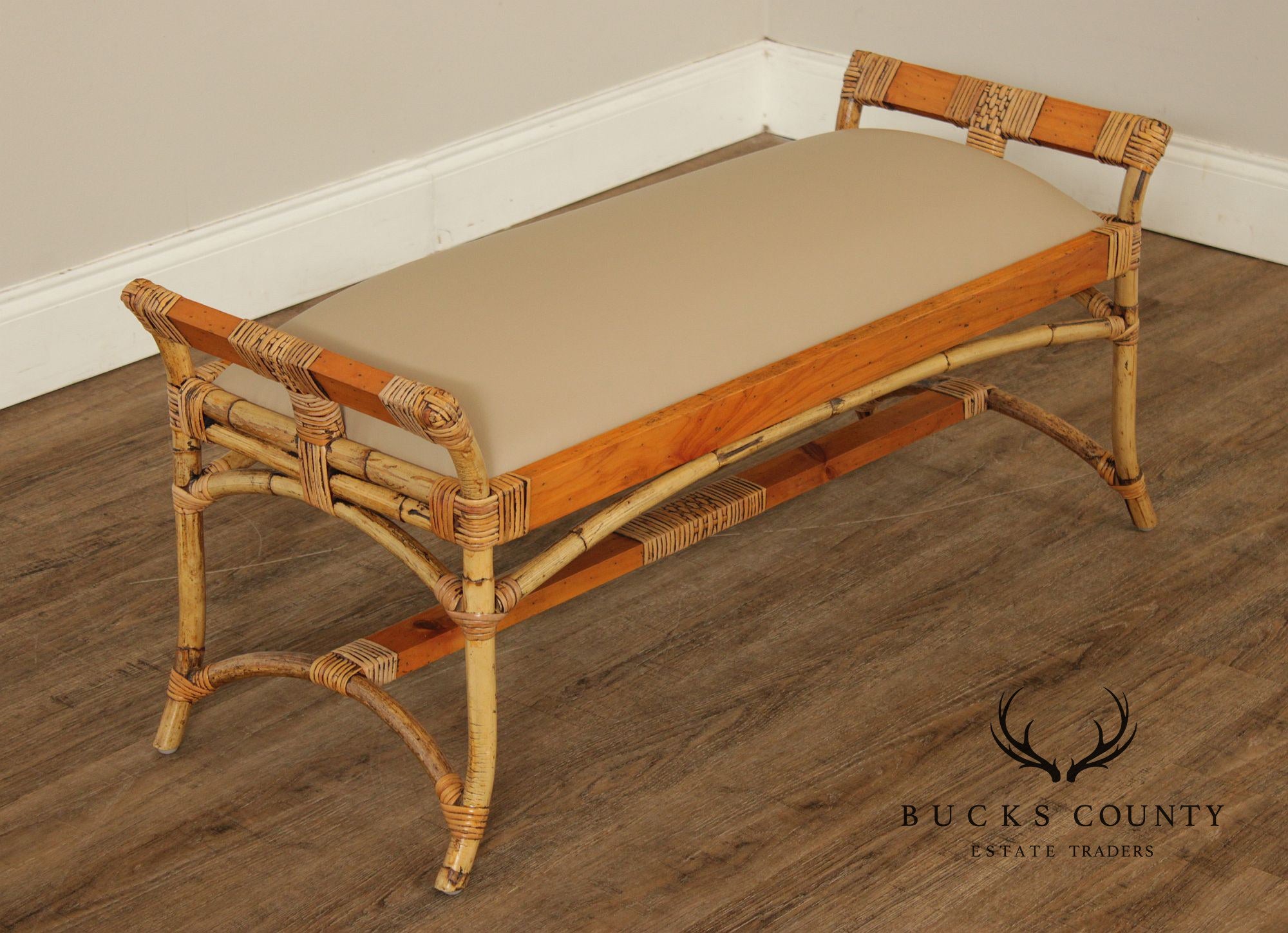 English Bamboo and Pine Window Bench