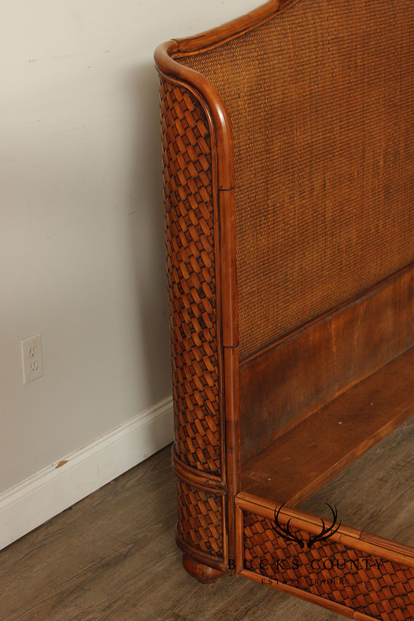 Coastal Style Queen Size Woven Rattan Bed