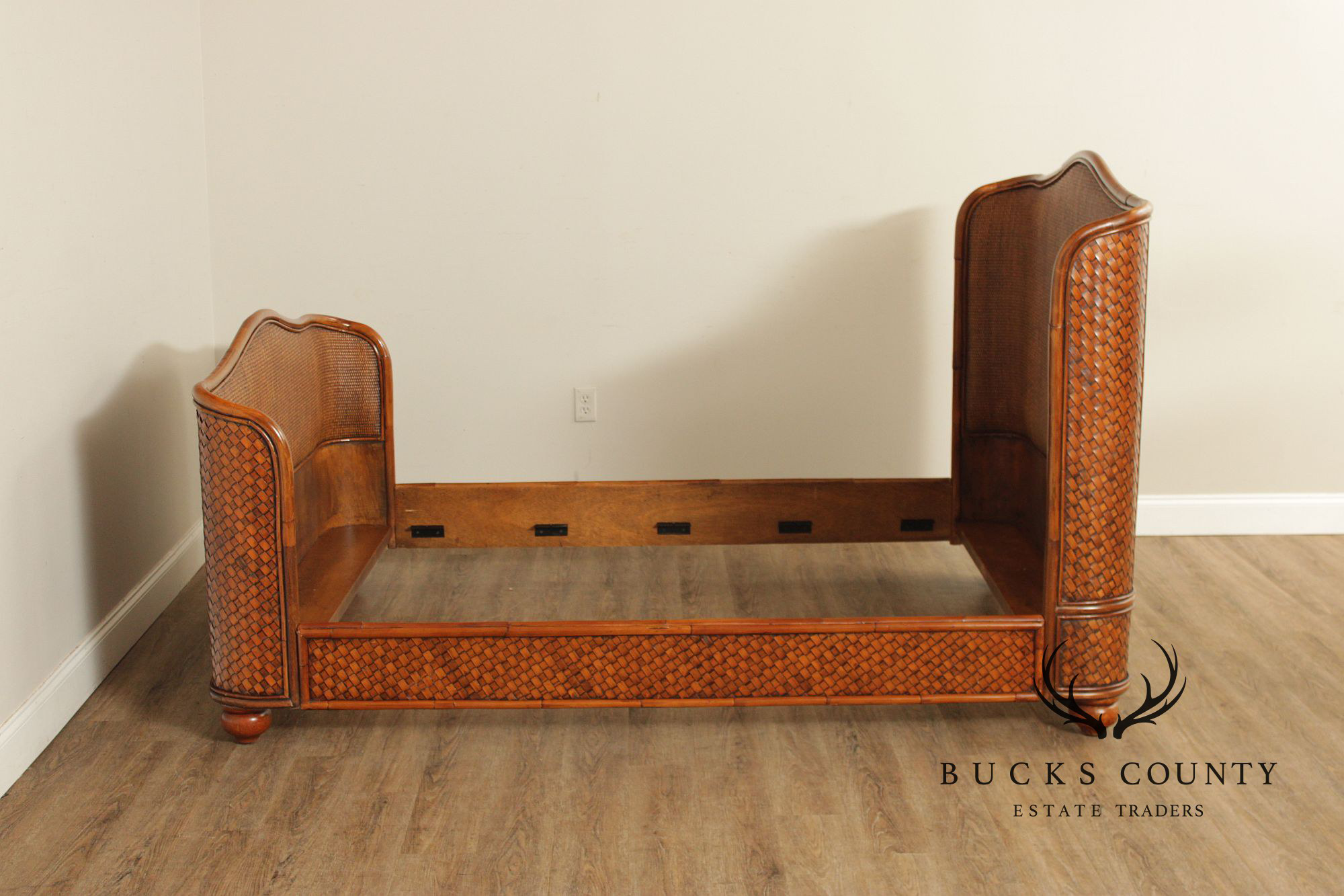 Coastal Style Queen Size Woven Rattan Bed