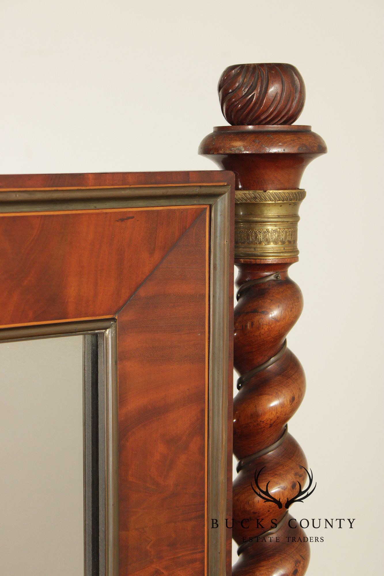 French Empire Carved Mahogany Cheval Mirror