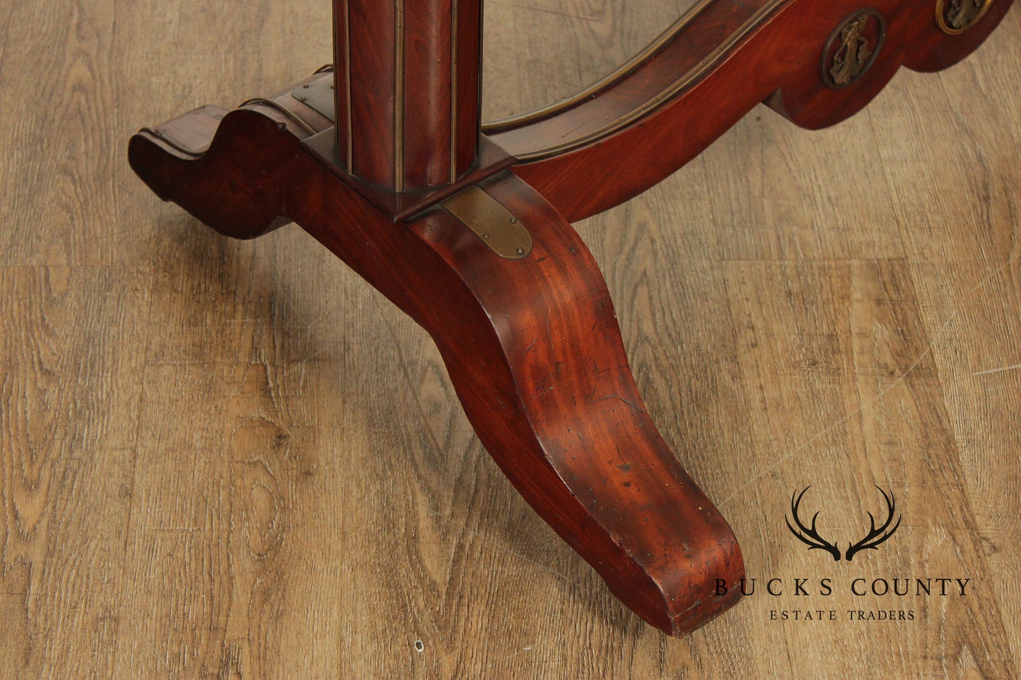 French Empire Carved Mahogany Cheval Mirror