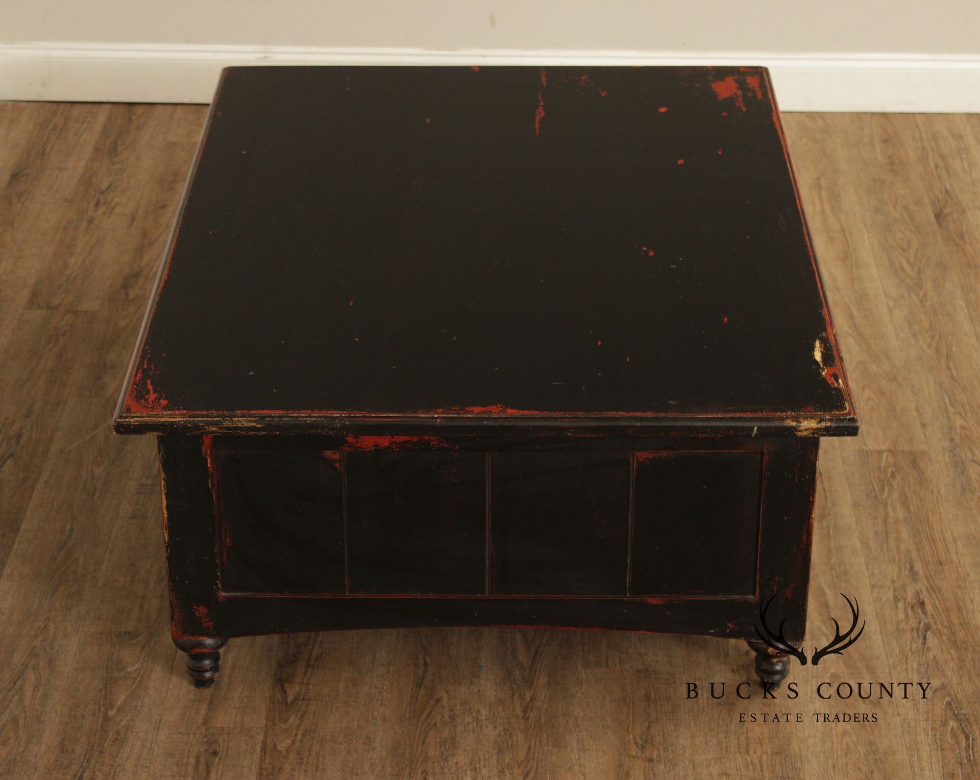 Rustic Distress Painted Storage Coffee Table