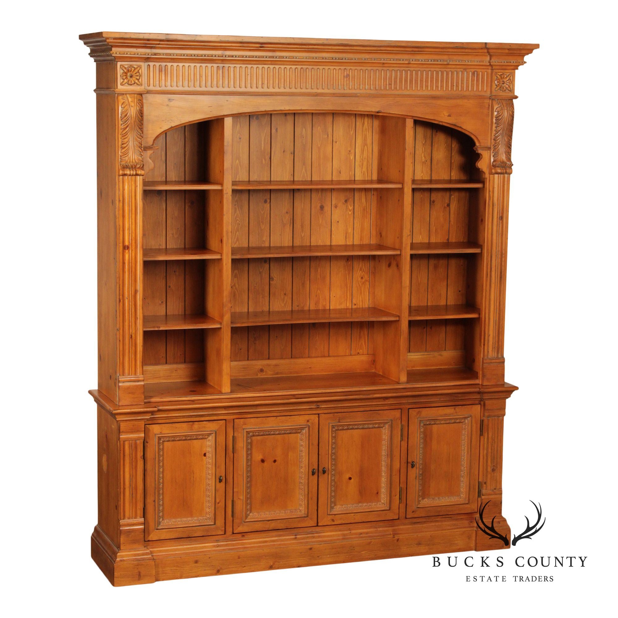 Ethan Allen Large Pine Architectural Library Bookcase