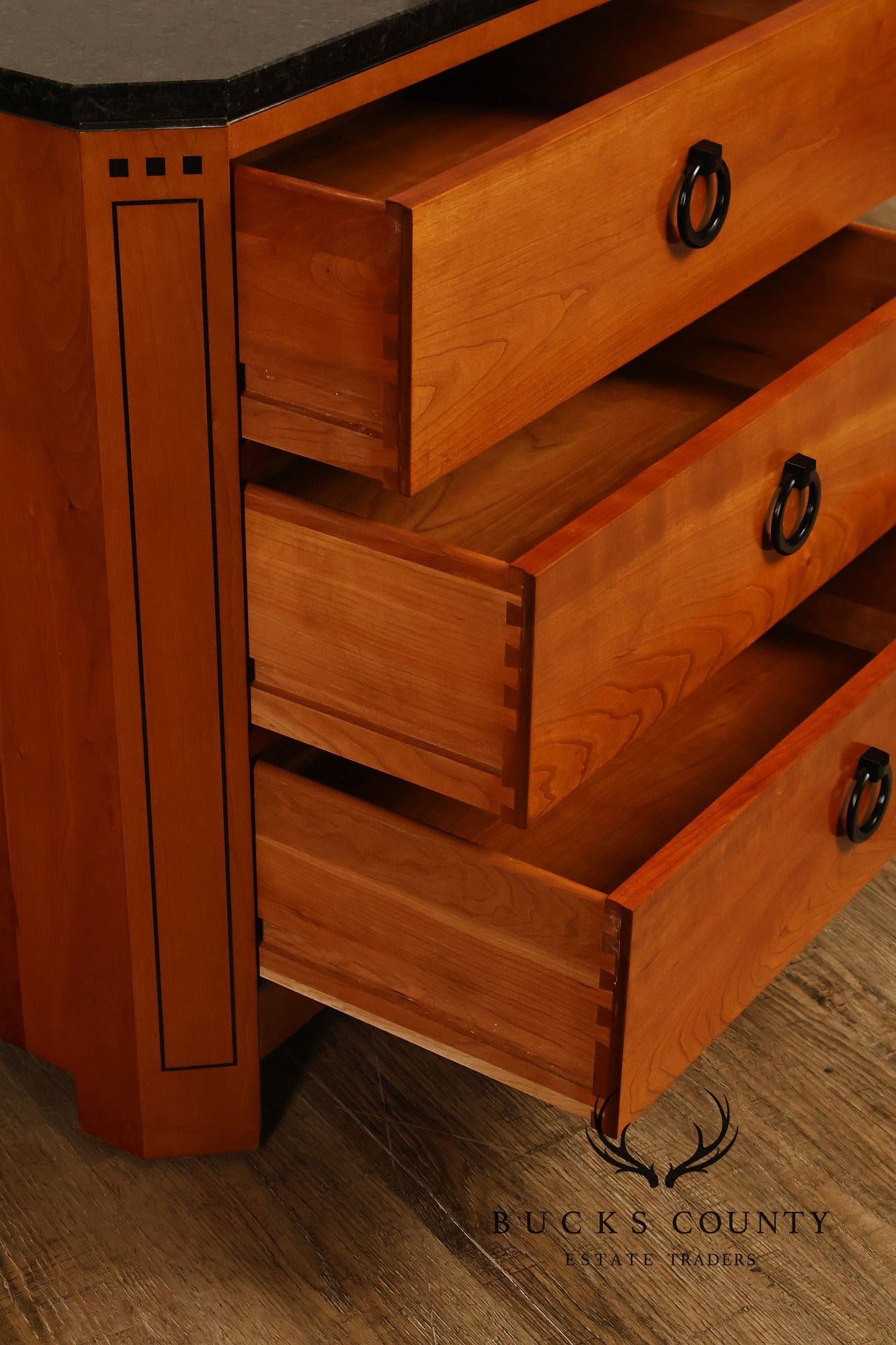 Stickley 21st Century Collection Pair of Granite Top Cherry Nightstands